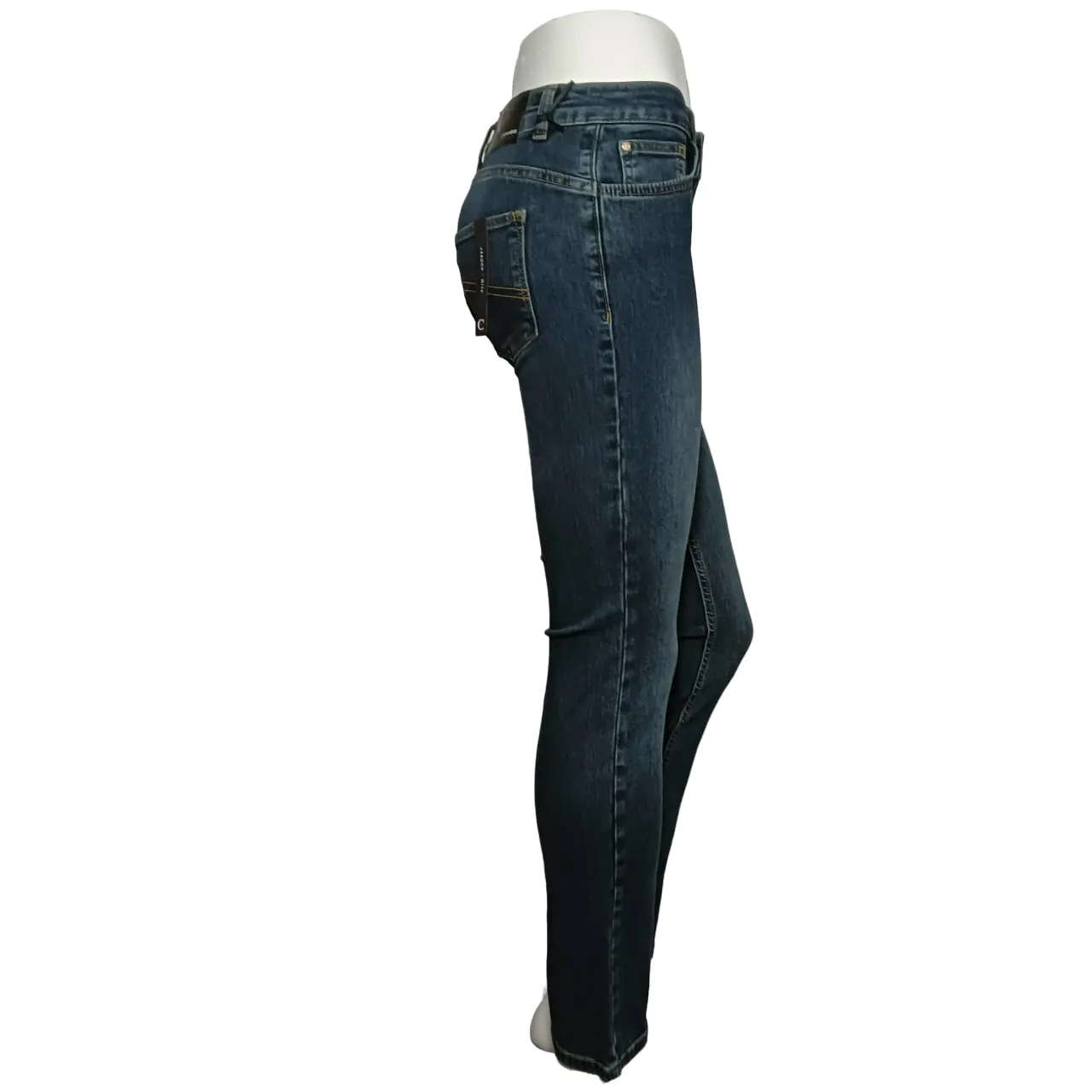 Caf??Noir pantalone jeans da donna svasato e corto c7 JJ1019 B009 indaco Professional Wear