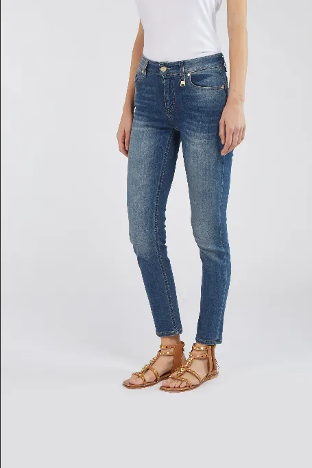 Caf??Noir Pantalone jeans Denim Audrey Slim C7JJ3060 B007 blu medio chiaro AntiStaticTreatment Timeless Wear