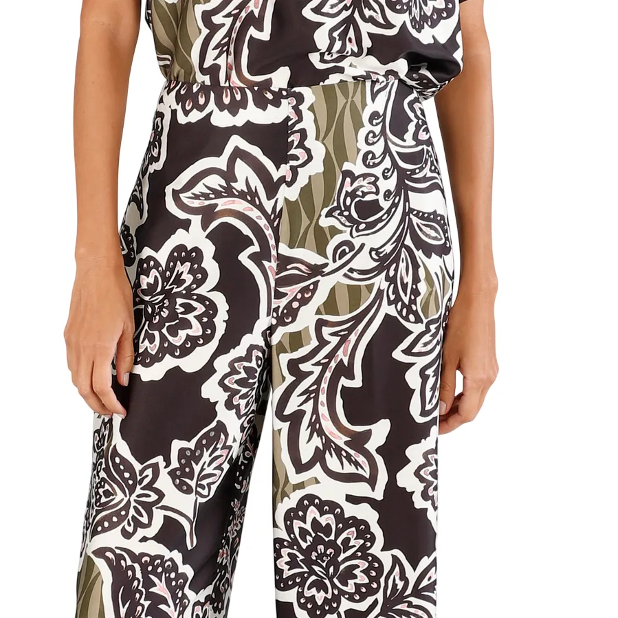 Casual Edge Outfit Staple Caf??Noir pantalone palazzo da donna in satin stampato JP0245 S042 fiore multinero
