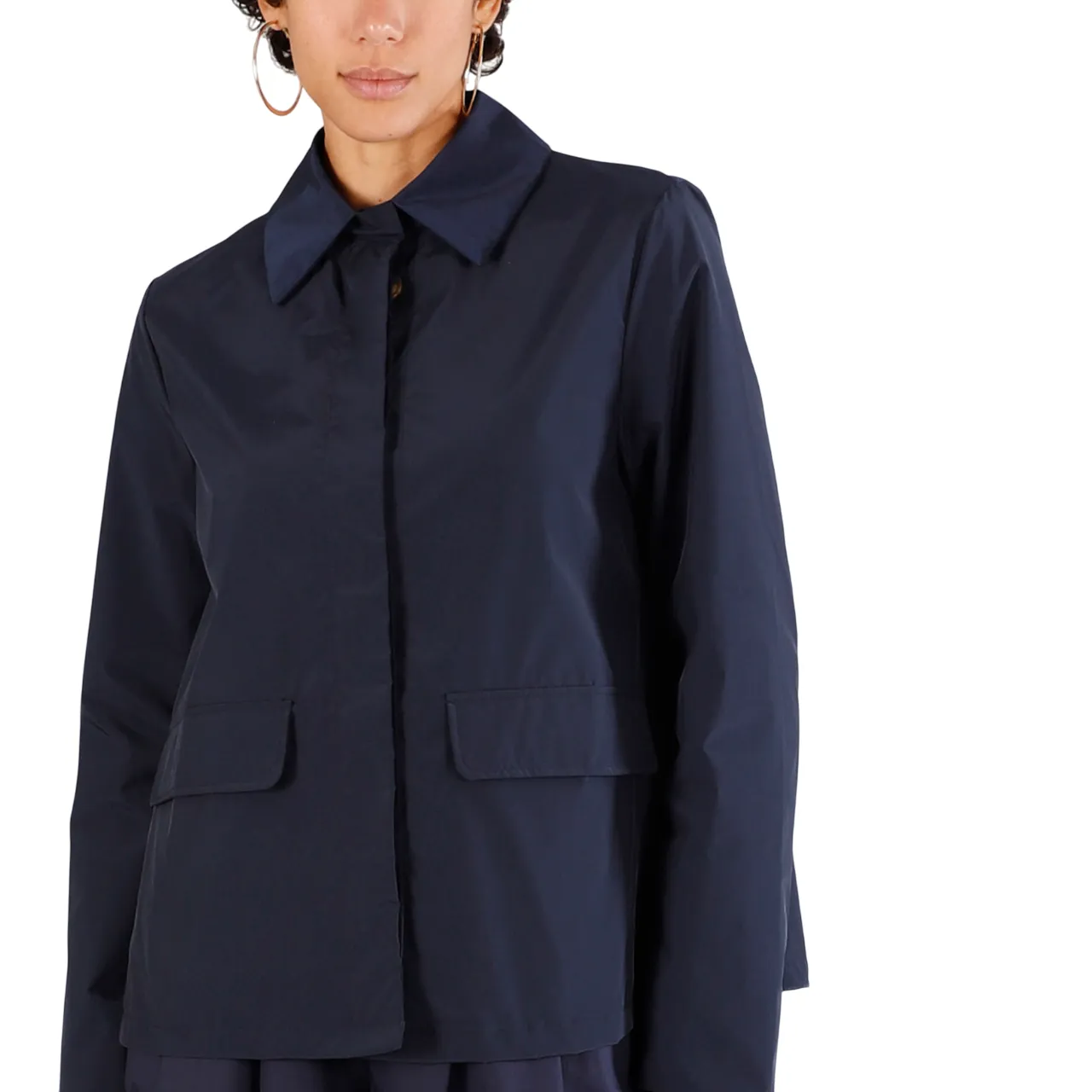 hot - weather option Pocket-square Caf??Noir spolverino corto da donna in  tessuto tecnico C7JI0089 B020 blu