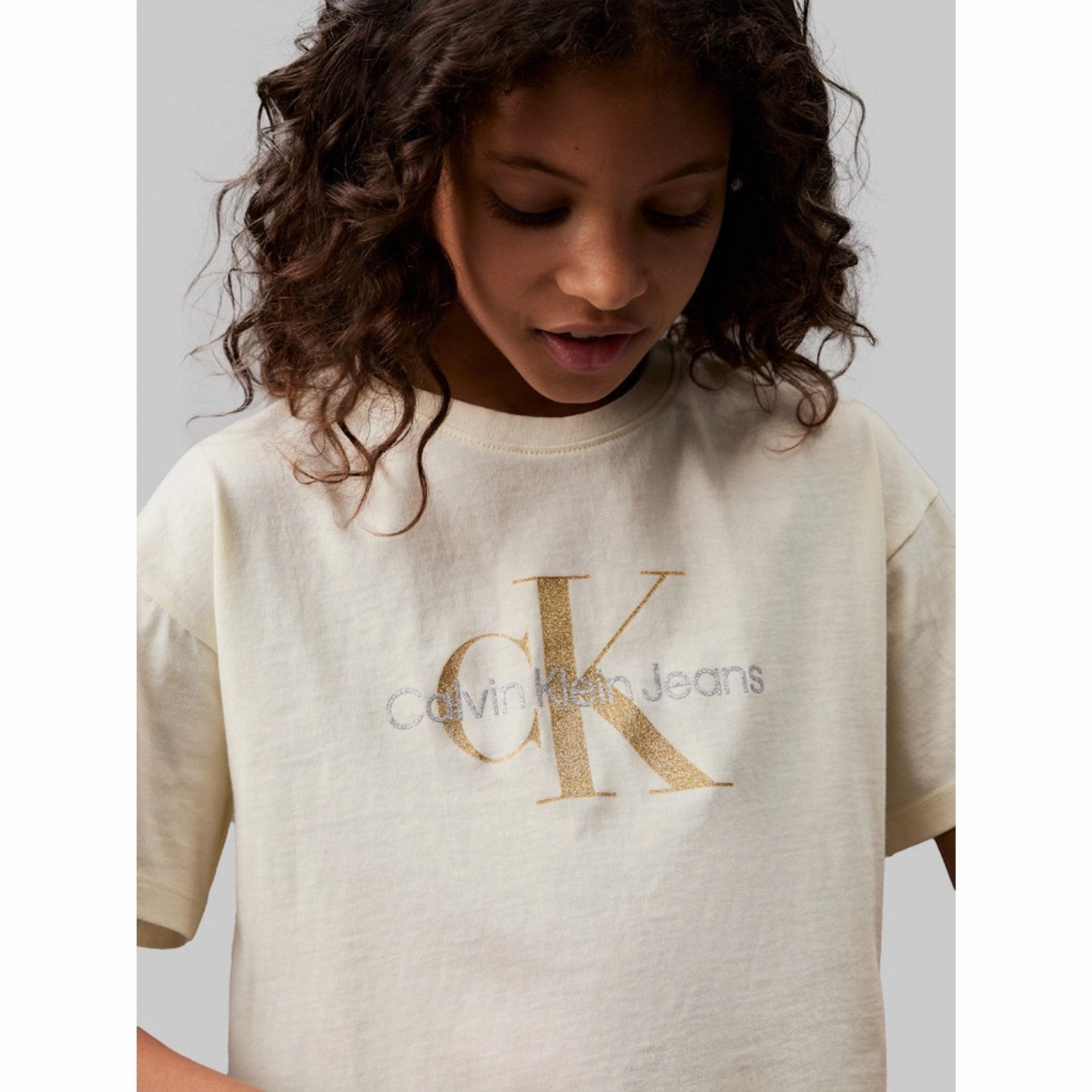 Calvin Klein Afterglow Glitter MonAndram Boxy Tee Ss Low Impact Processing Classic Layering