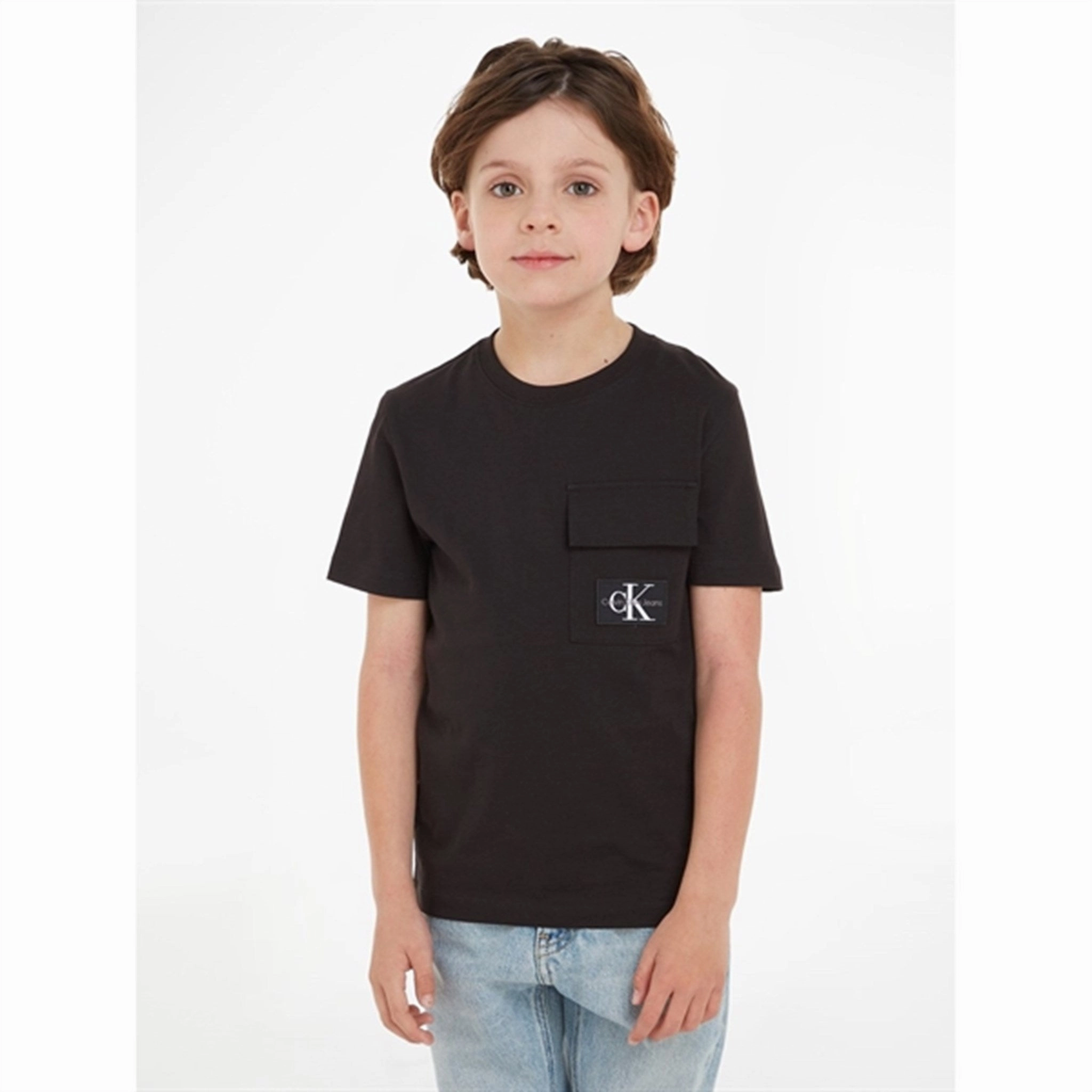 Sporty Top Calvin Klein Badge Pocket Ss T-shirt Ck Black