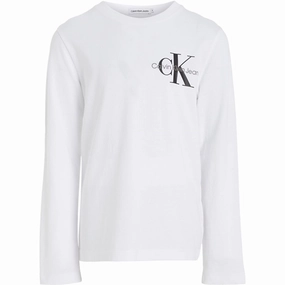 Hooded Option Timeless Piece Calvin Klein Chest Monogram Ls Blouse Bright White
