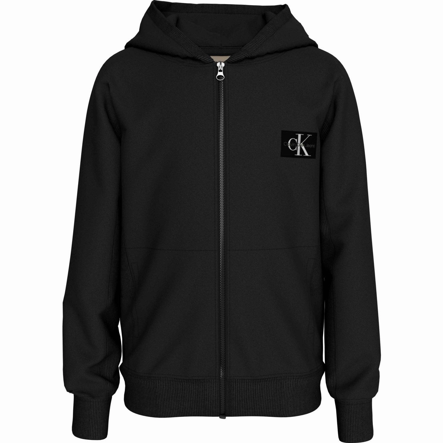 Calvin Klein Ck Black Badge Zip-Through Hoodie Subtle Branding