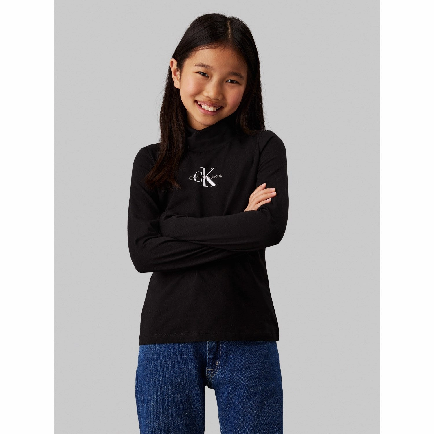 Calvin Klein Ck Black MonolAndo Roll Neck Blouse Multipurpose Utility Striped Design