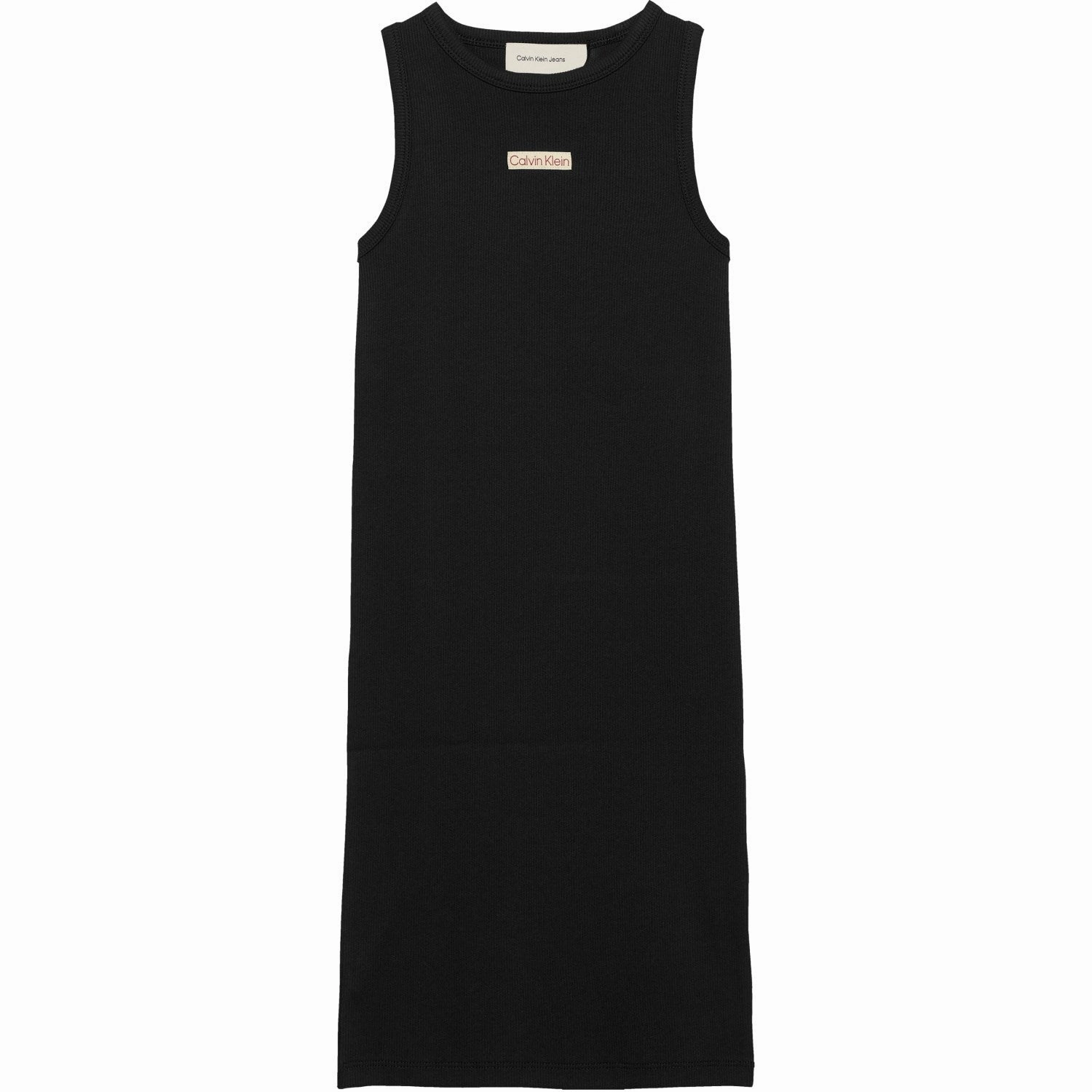 Calvin Klein Ck Black Rib Sleeveless Dress Minimalist Style