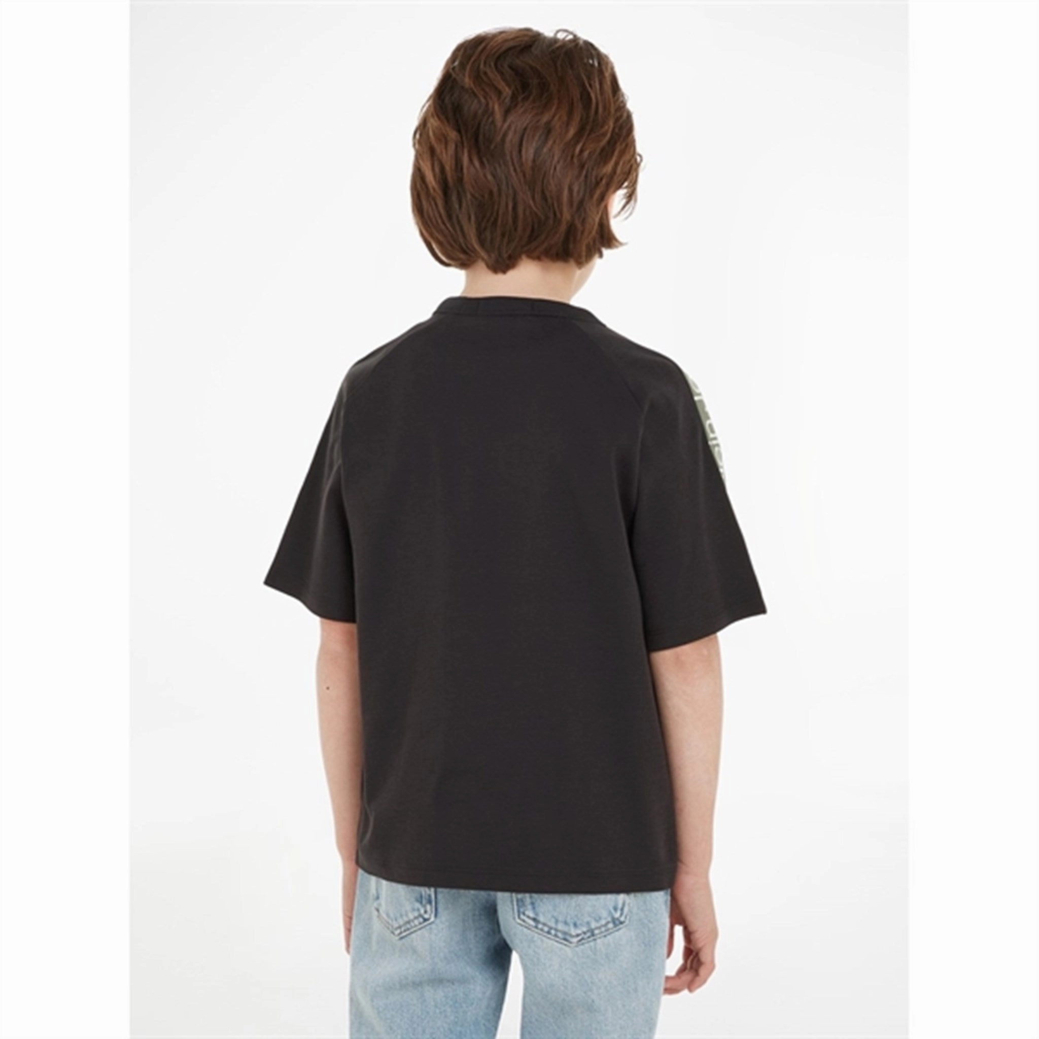 Calvin Klein Ckj Tape Ss T-shirt Ck Black Glossy Look Printed Logo