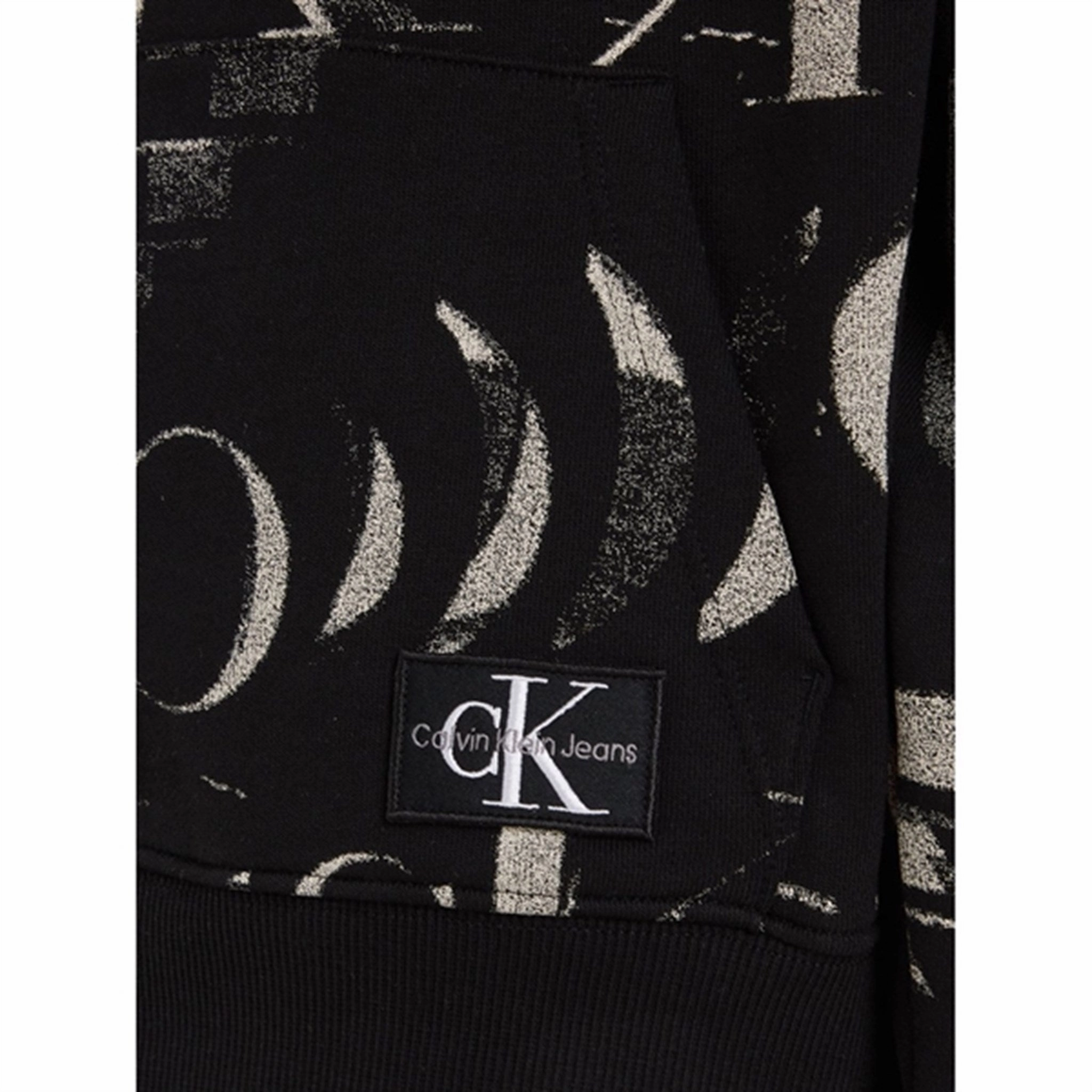 Matte Finish Calvin Klein Glitched Monogram Hoodie Aop Black