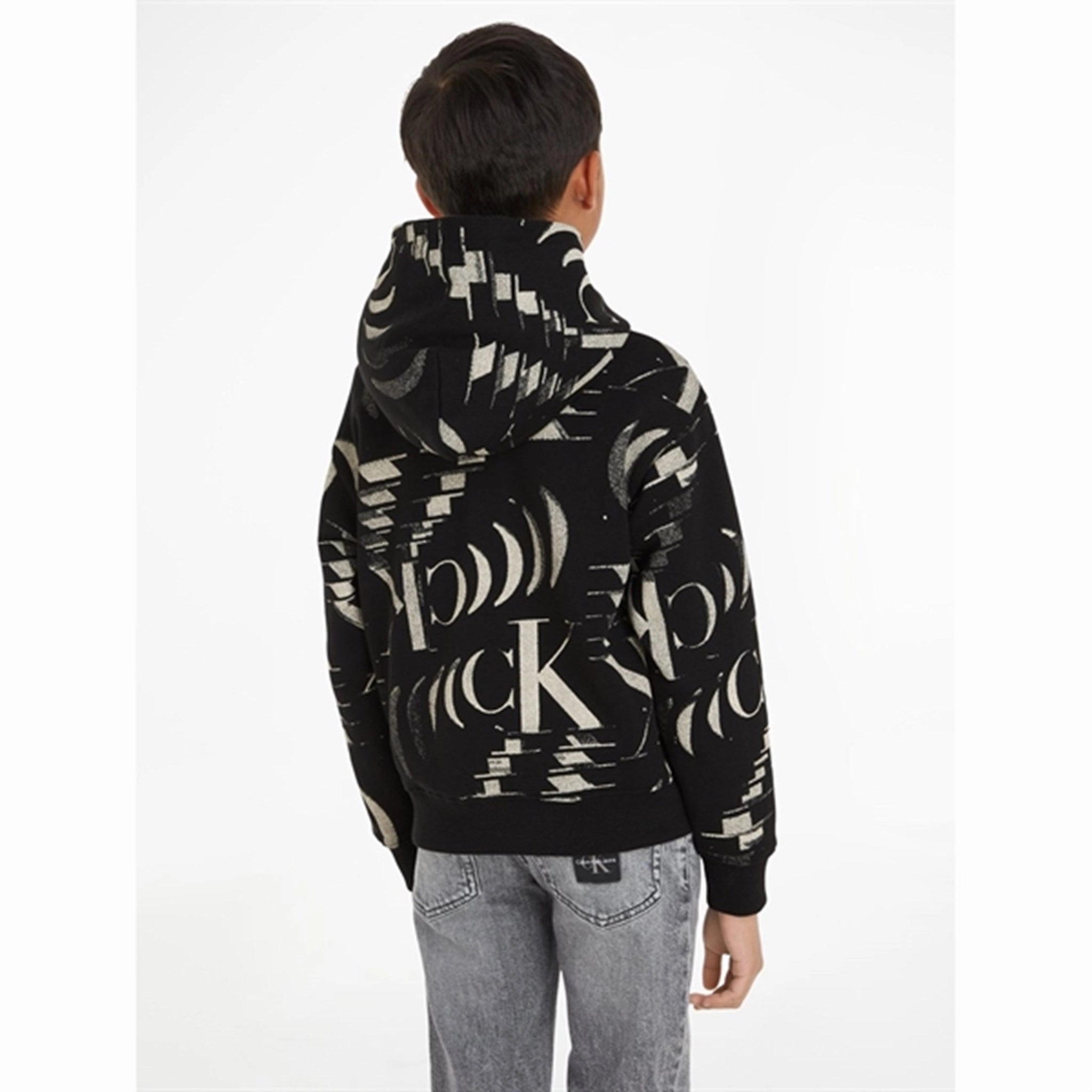 Calvin Klein Glitched Monogram Hoodie Aop Black Mobility