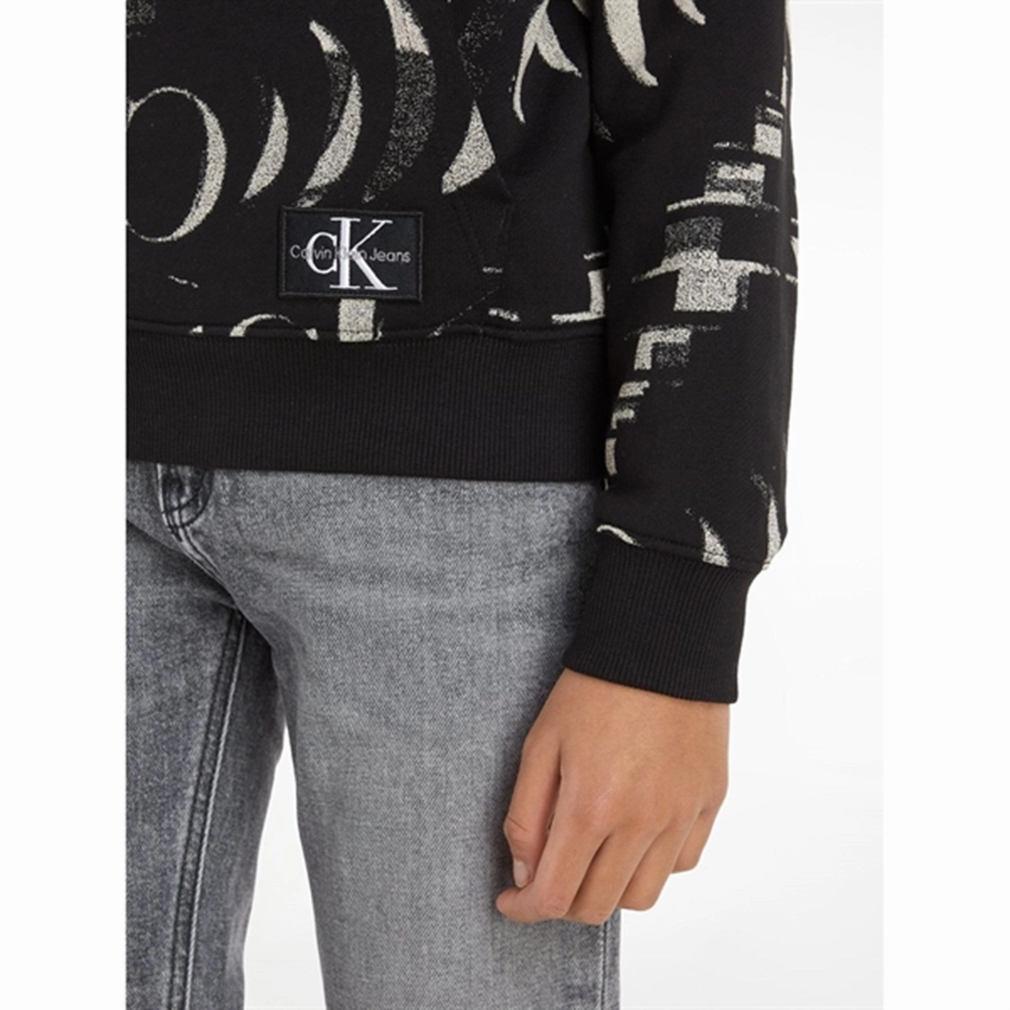 Calvin Klein Glitched Monogram Hoodie Aop Black Suede Feel Urban Outfit