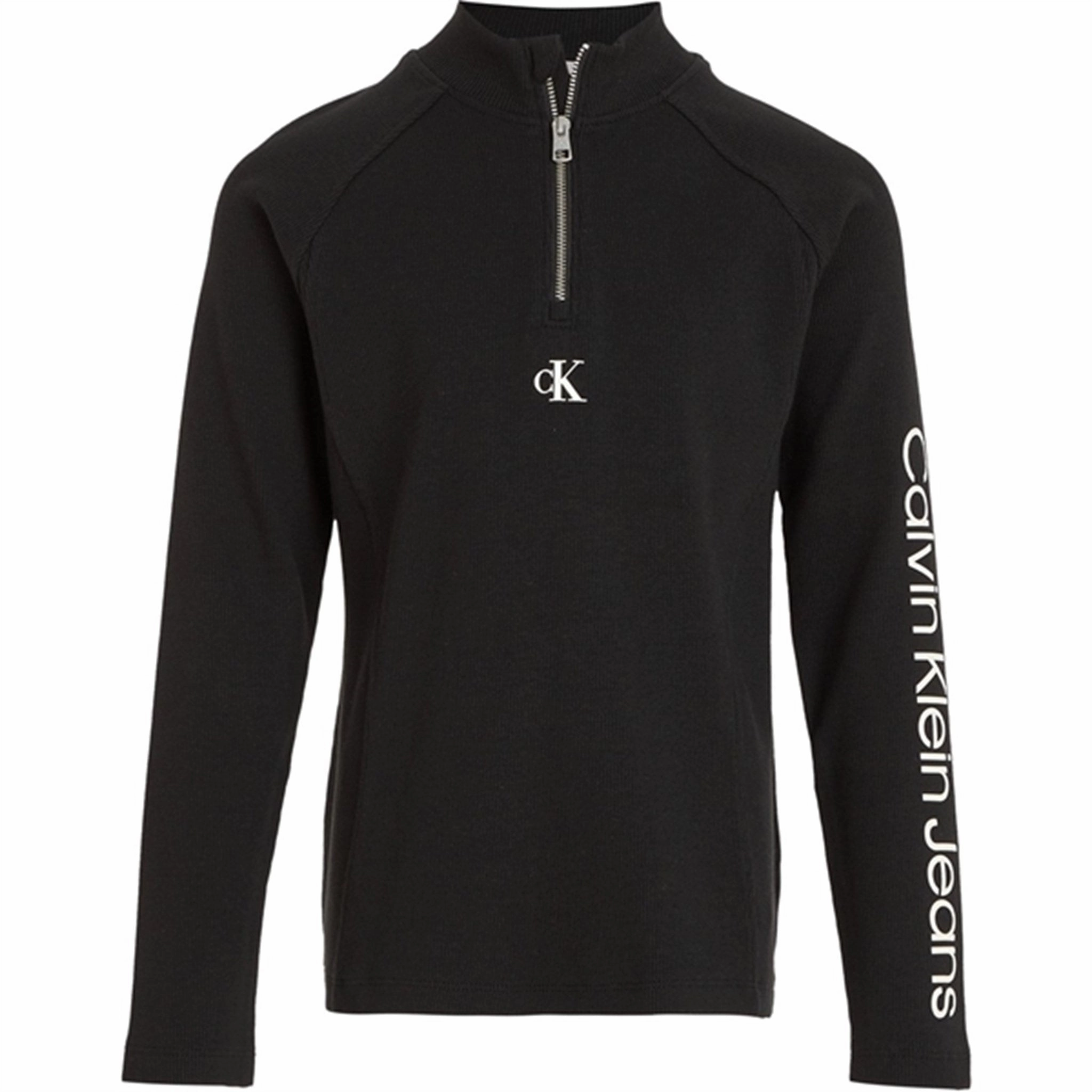 Calvin Klein Hero Logo Rib Zip Up Ls Blouse Ck Black High Density Weave Military Inspired