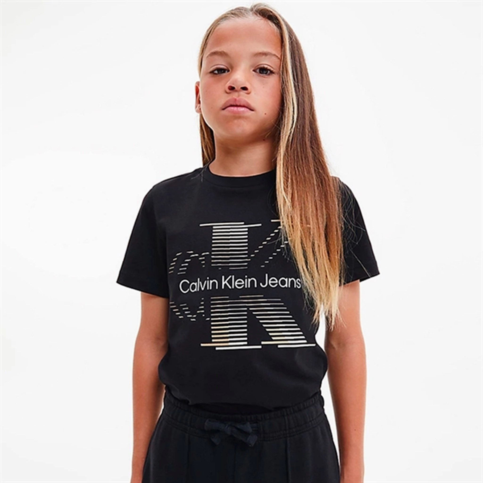 athletic style Calvin Klein Lined Monogram T-Shirt Black