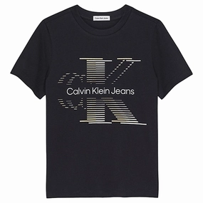 Calvin Klein Lined Monogram T-Shirt Black Travel Fashion Cozy Touch