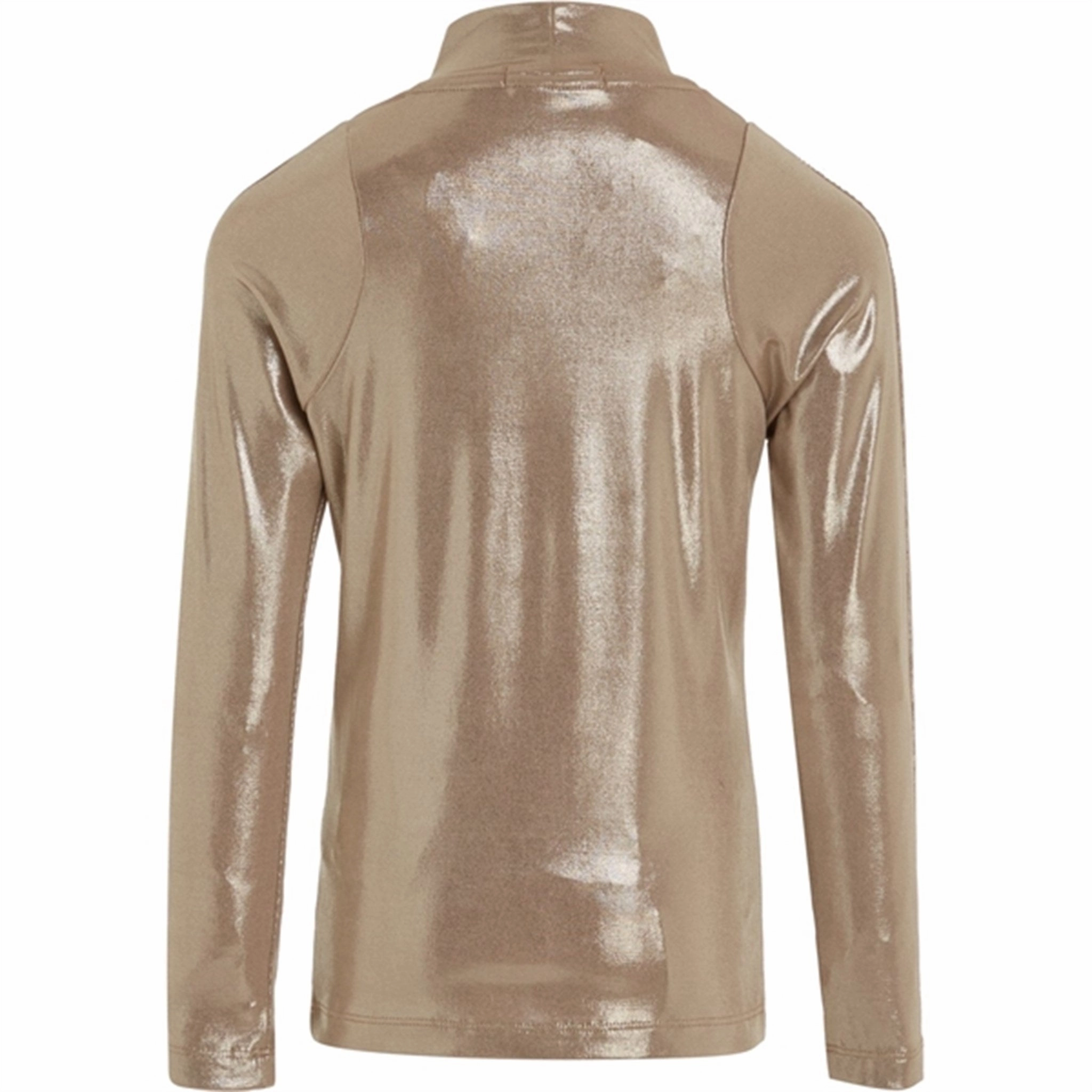 Office Outfit Calvin Klein Metallic Coated Mockneck Blouse Frosted Almond