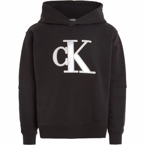 Layering Piece Limited Release Calvin Klein Metallic Satin Monogram Hoodie Ck Black