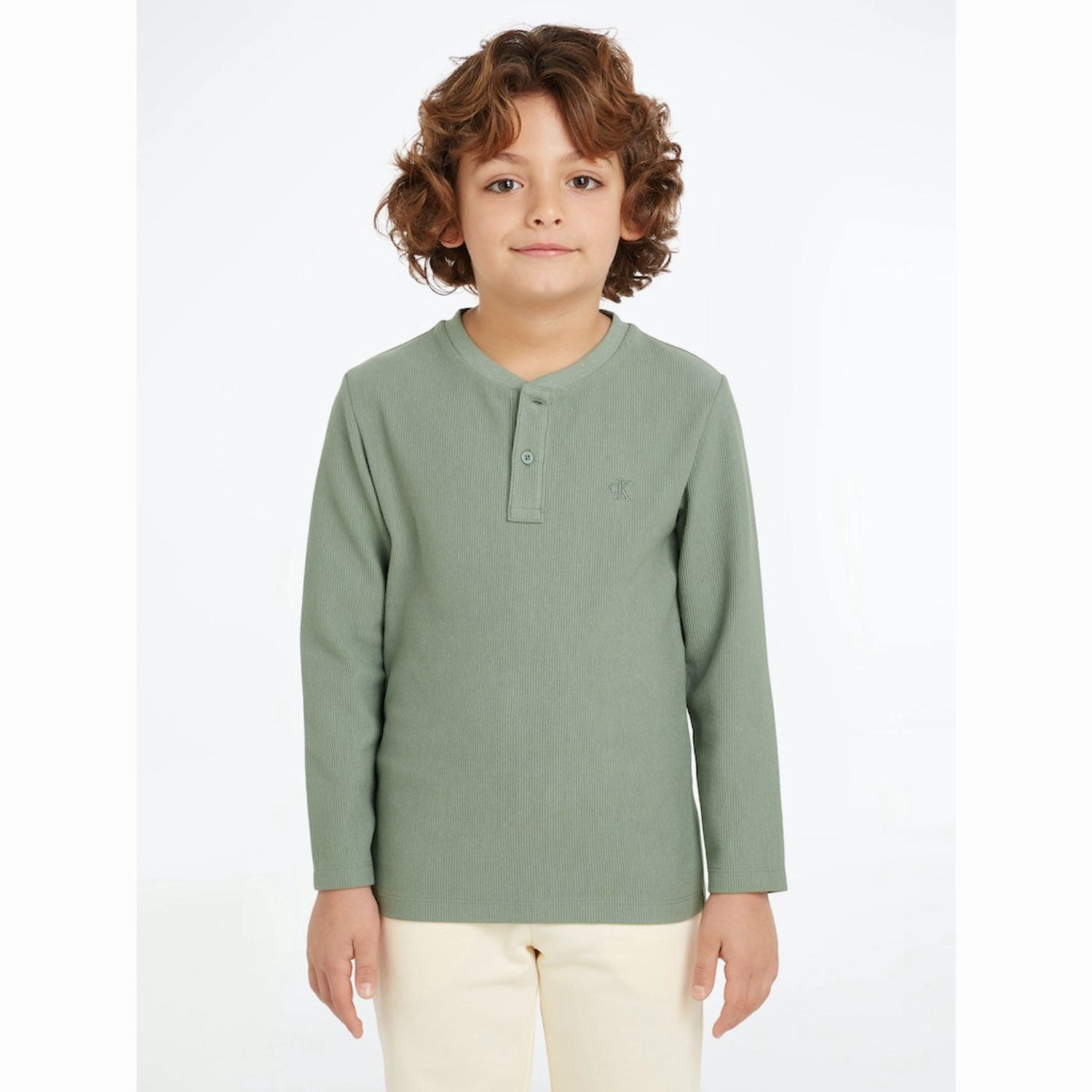 Calvin Klein Meteor Green Ottoman Mono Lwk Blouse Office Outfit