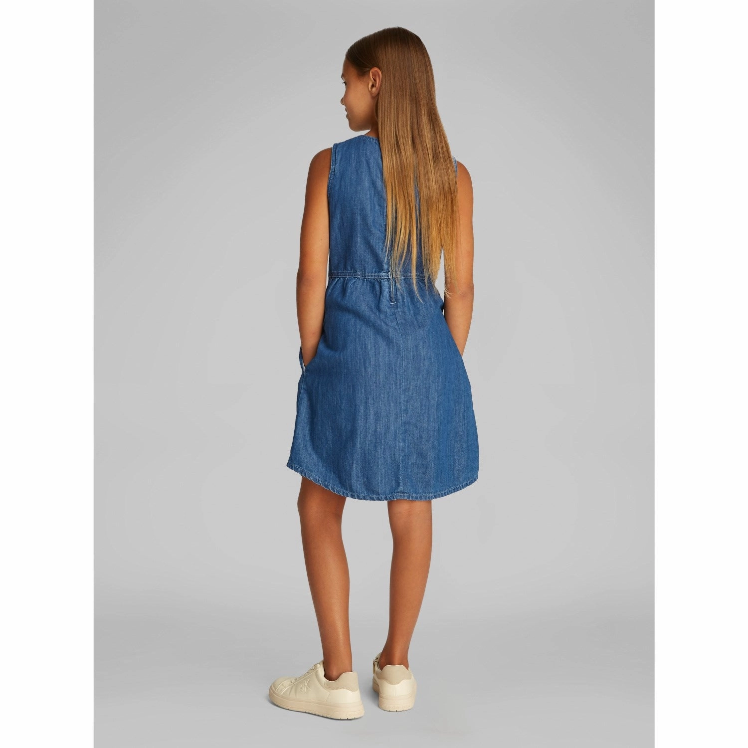 Calvin Klein Mid Serenity Denim Lw Mid Serenity Shirt Dress Drawstring-Closure Flattering Look