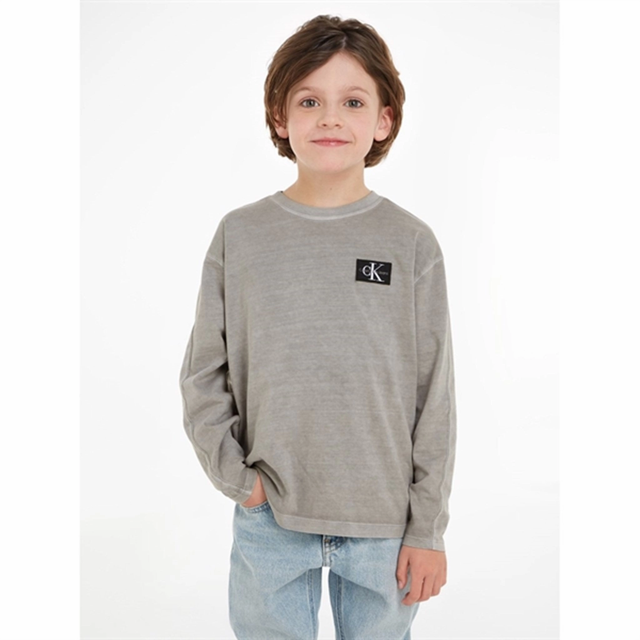 Smooth Stitch Pattern Thermoregulating Fabric Calvin Klein Mineral Dye Badge Blouse Ck Black