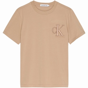 Calvin Klein Monogram Embro Logo T-Shirt Travertine Chic Comfort