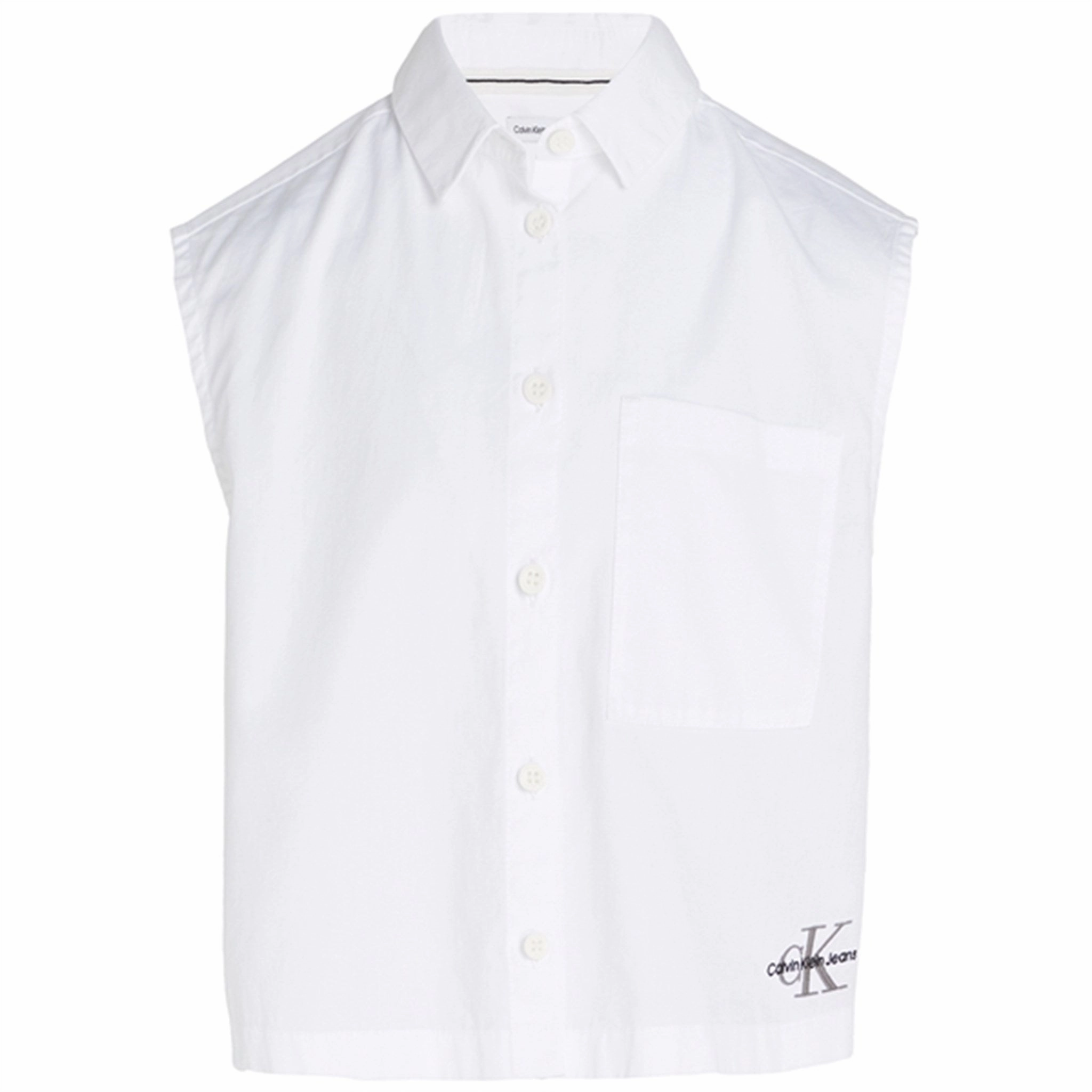 Layered Collar Trendy Fashion Calvin Klein Monogram Sleeveless Shirt Bright White
