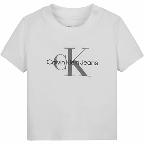 Calvin Klein Monogram T-Shirt Bright White V neck style Glossy Look