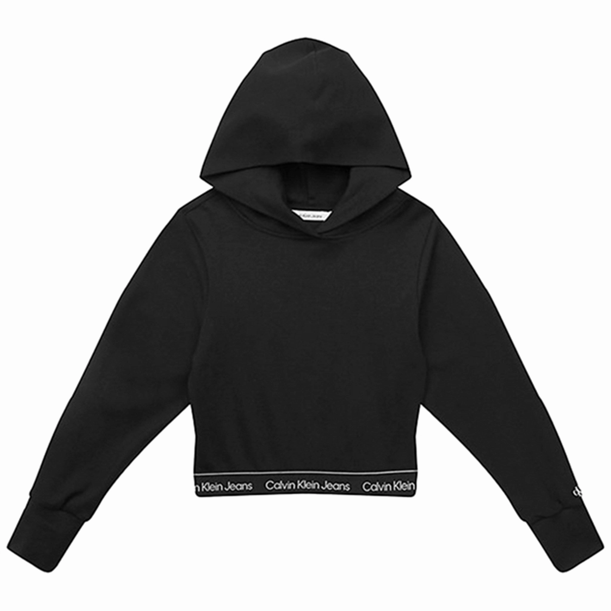 Calvin Klein Punto Logo Tape Cropped Hoodie Black Street Energy Wear Stain Resistant