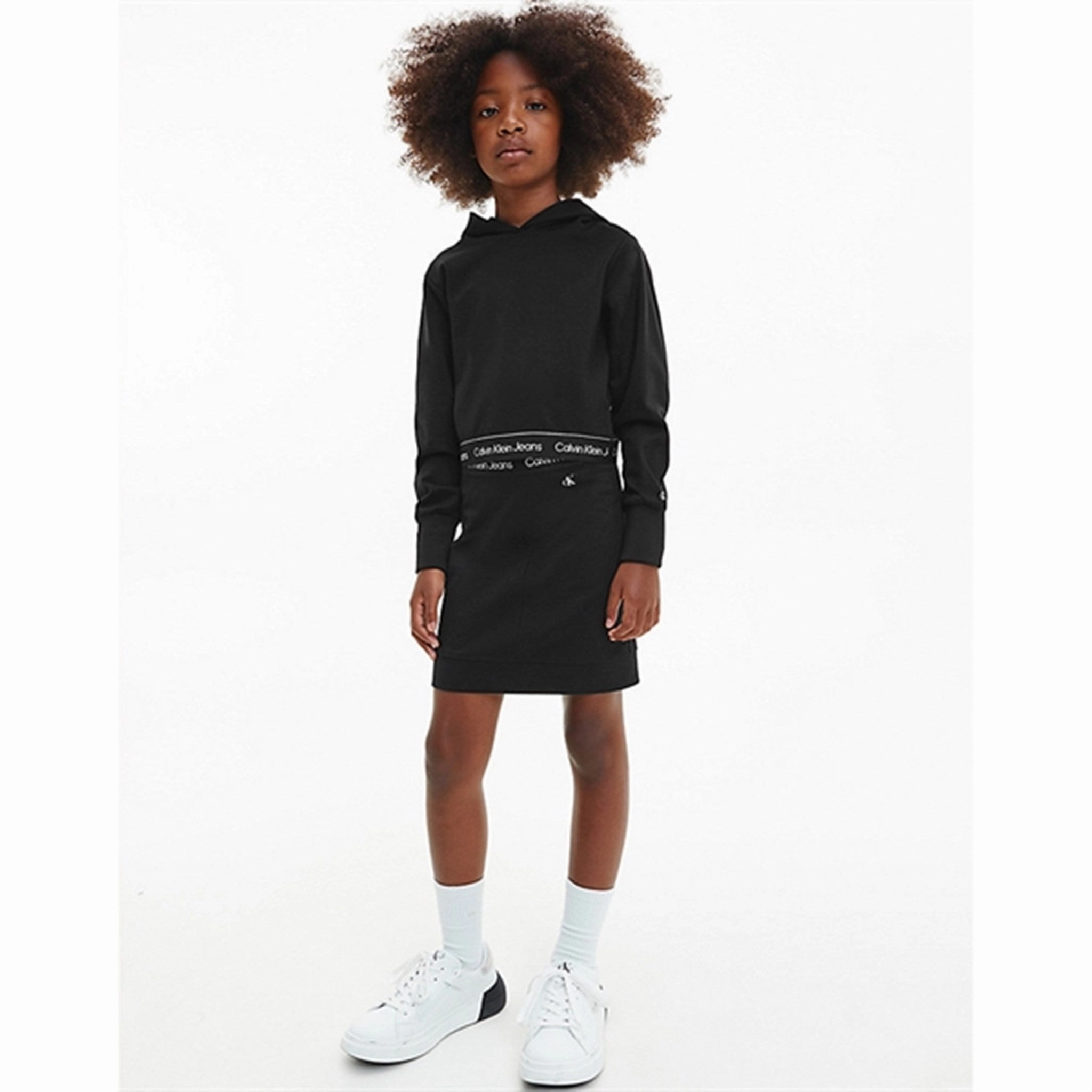 Calvin Klein Punto Logo Tape Cropped Hoodie Black Beaver like