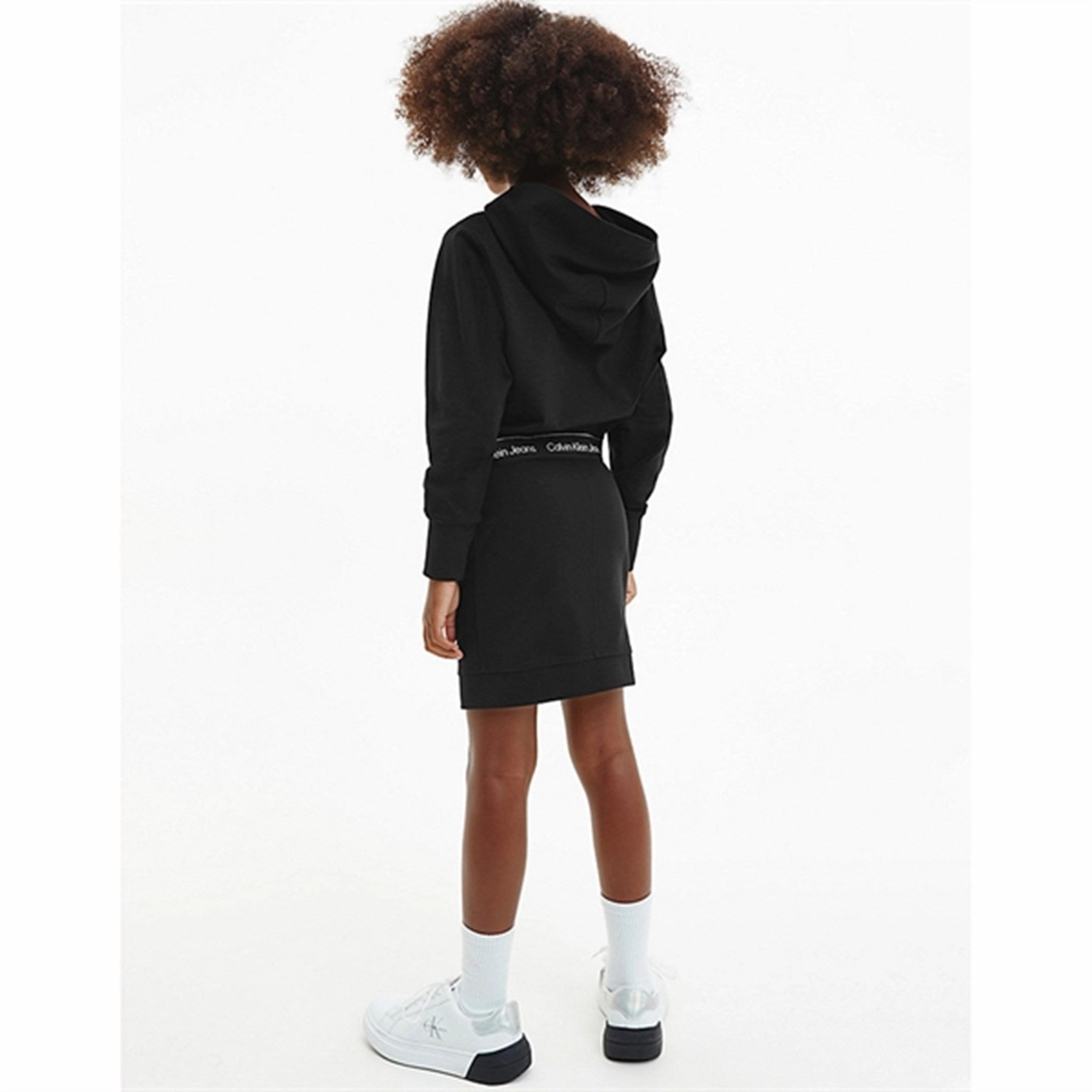 College Campus Tulle accents Calvin Klein Punto Logo Tape Cropped Hoodie Black