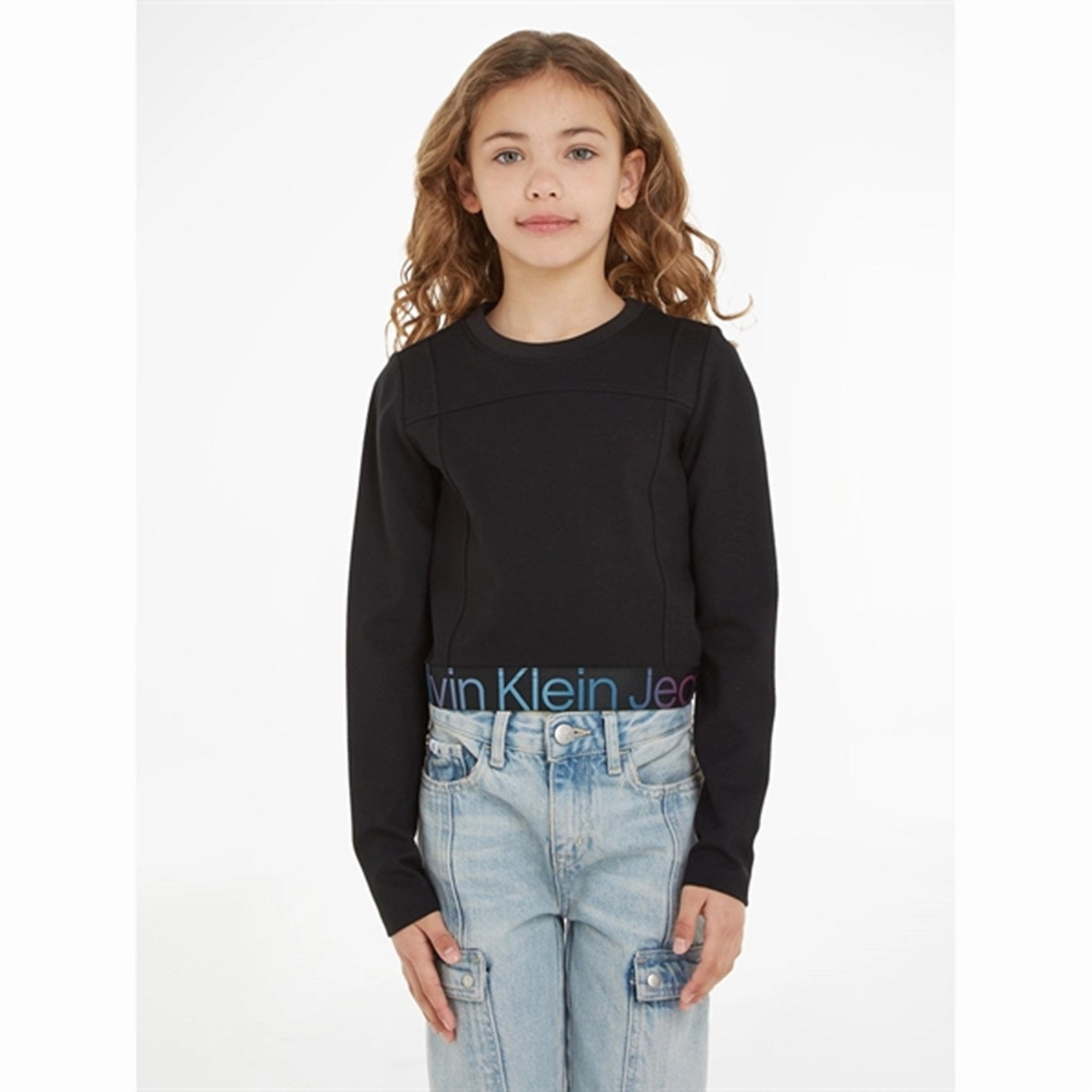 Calvin Klein Punto Tape Ls Top Ck Black Durable Stitching Poolside Lounge