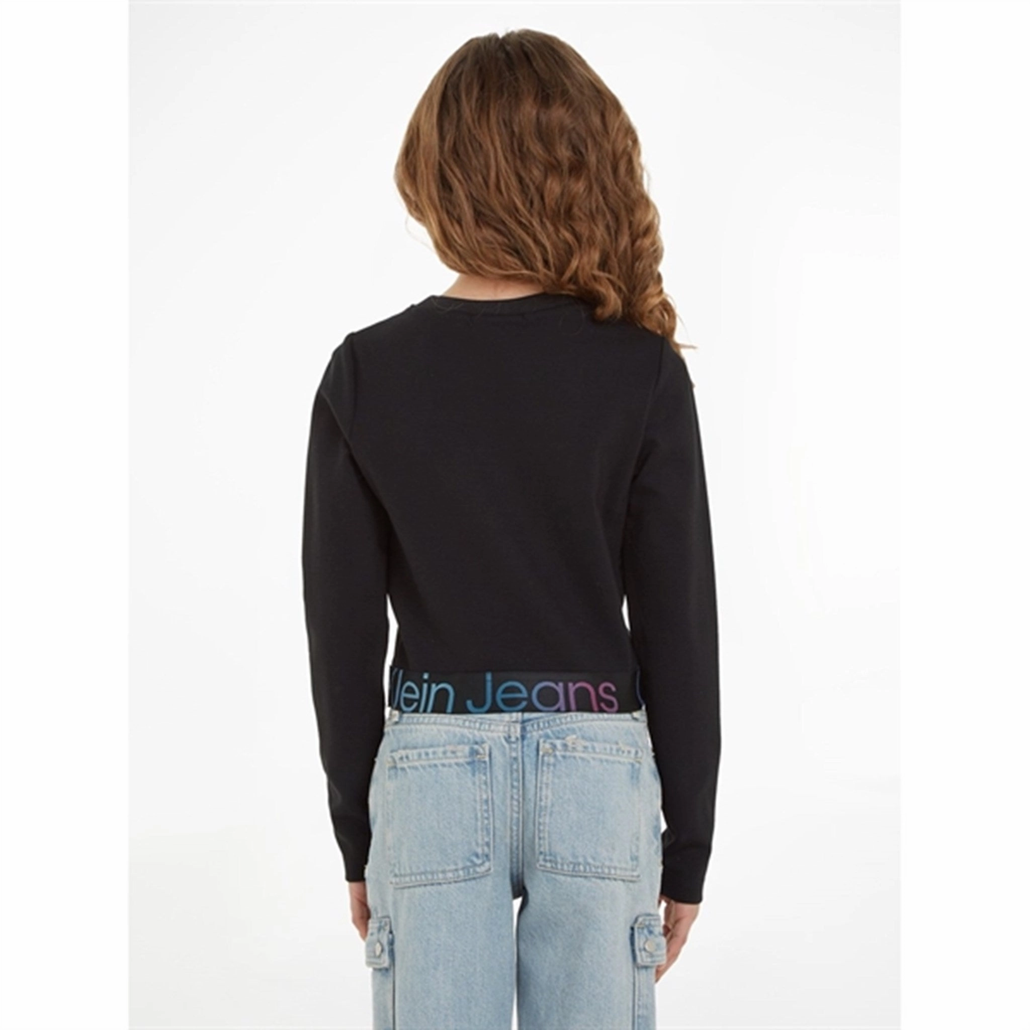 High Street Fashion Soft Touch Calvin Klein Punto Tape Ls Top Ck Black