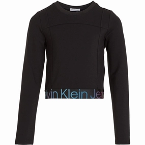 Seamless Shoulder Snug feel Calvin Klein Punto Tape Ls Top Ck Black