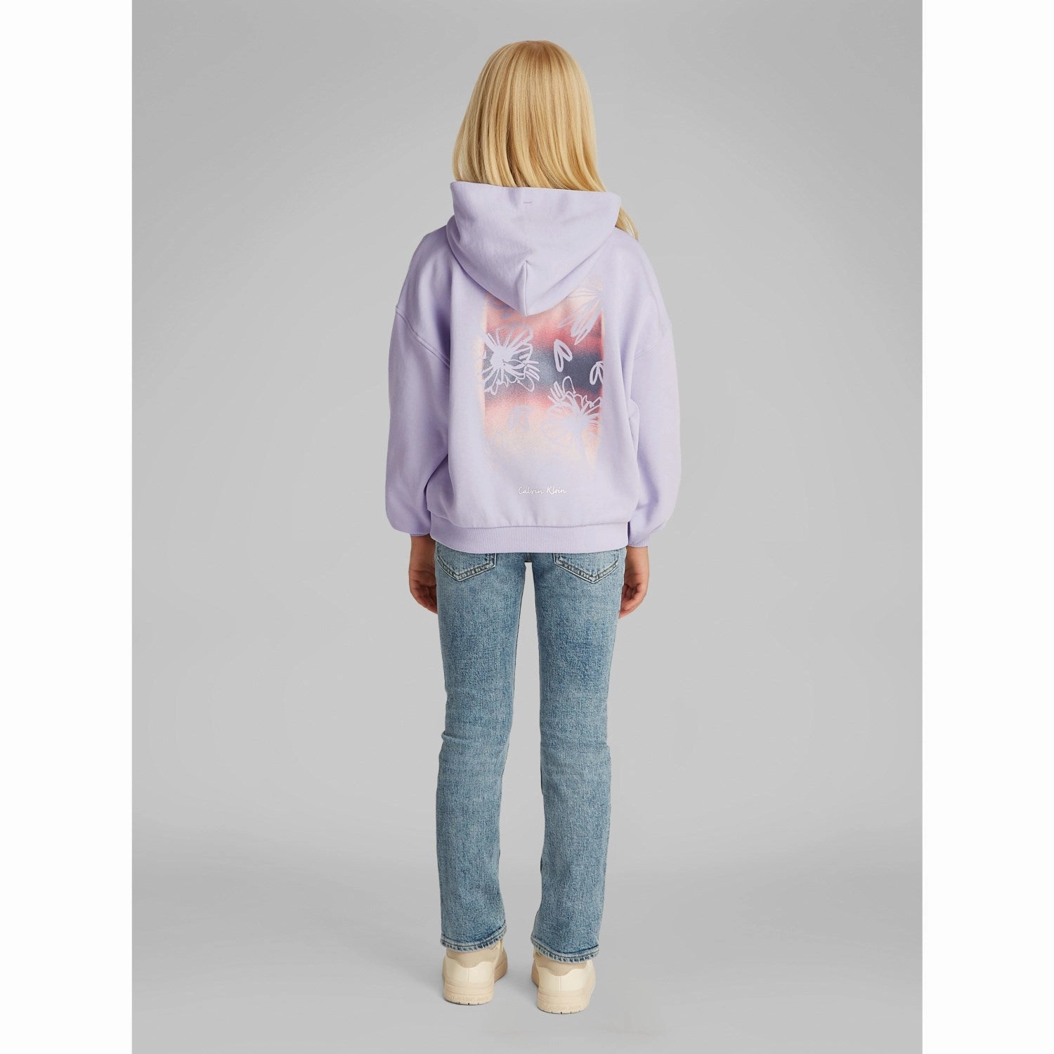 Calvin Klein Purple Heather Flower Back Graphic Hoodie Street Cool