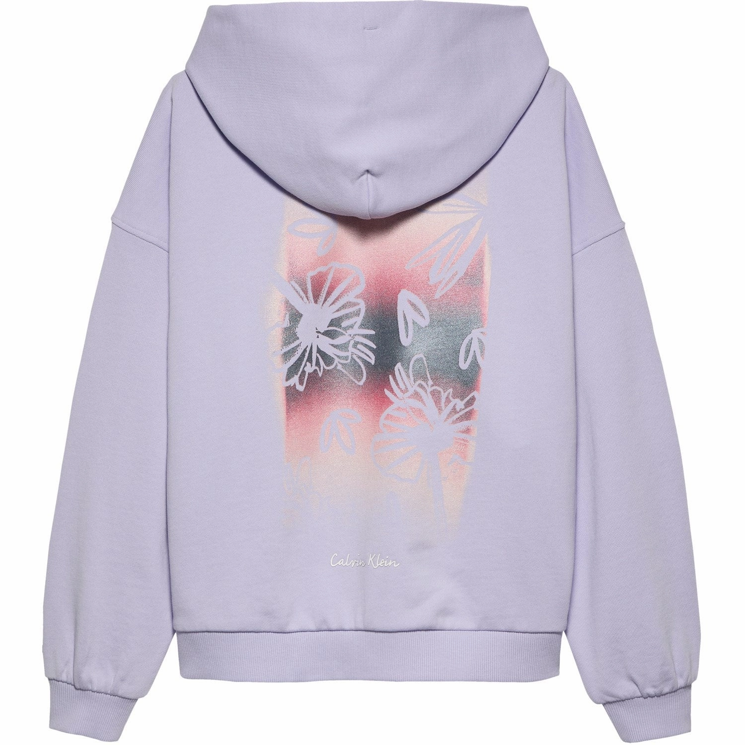 Calvin Klein Purple Heather Flower Back Graphic Hoodie Parade wear Seamless Sleeves