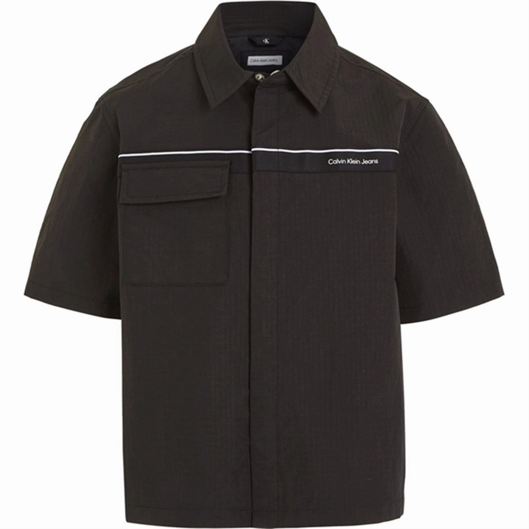 Calvin Klein Ripstop Tape Shirt Ck Black Evening Elegance Anti Pilling Treatment