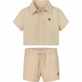 Calvin Klein Shirt Shorts Set Vanilla Heather Outdoor Apparel