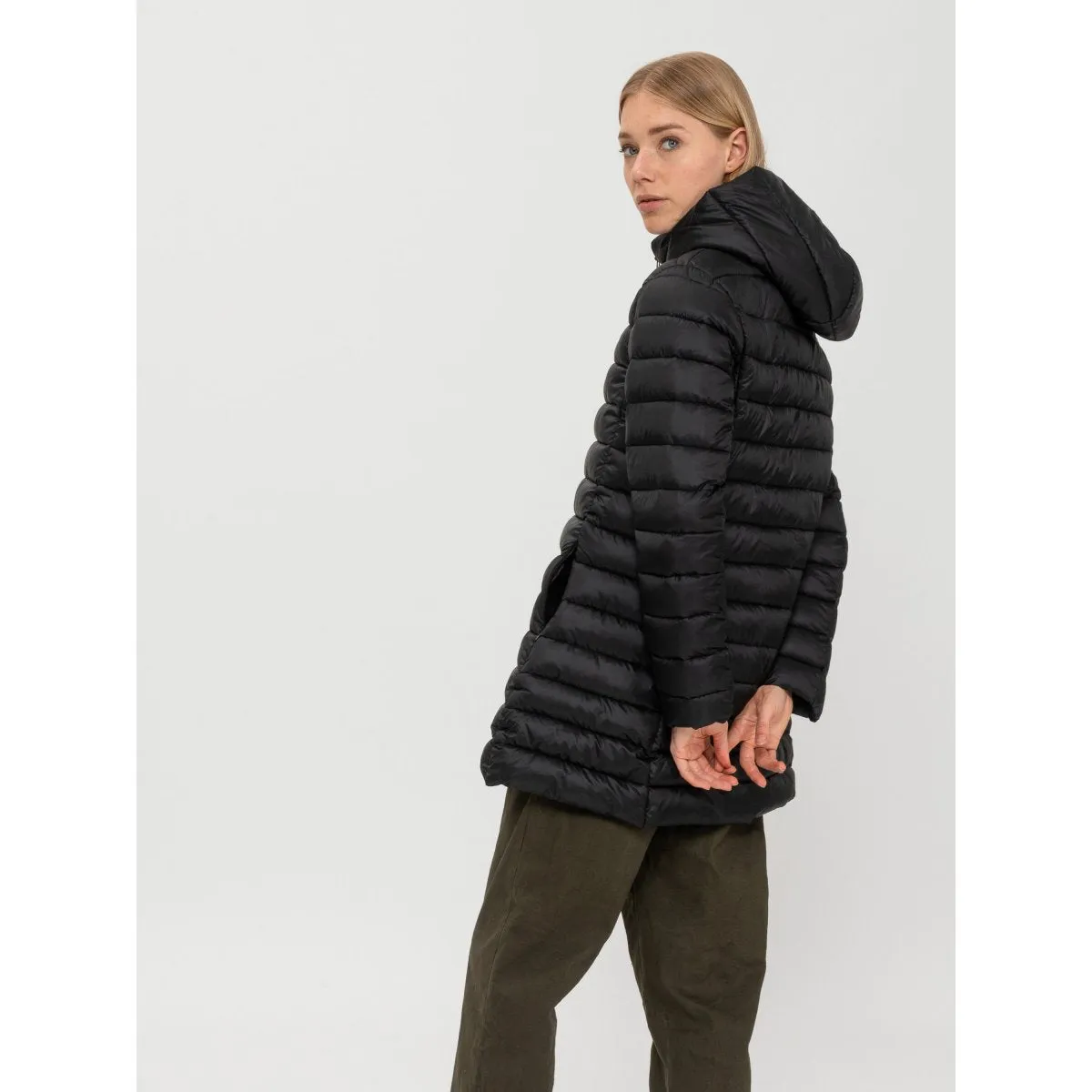 Canadian Giacca lunga da donna con cappuccio Teslin Recycled CN.G220204WRE/BLA nero beach scene High-Performance Jacket