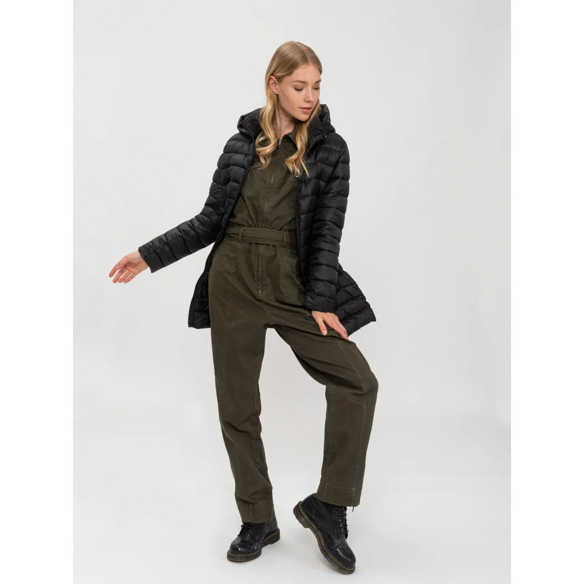 Efficient Protection young people Canadian Giacca lunga da donna con cappuccio Teslin Recycled CN.G220204WRE/BLA nero