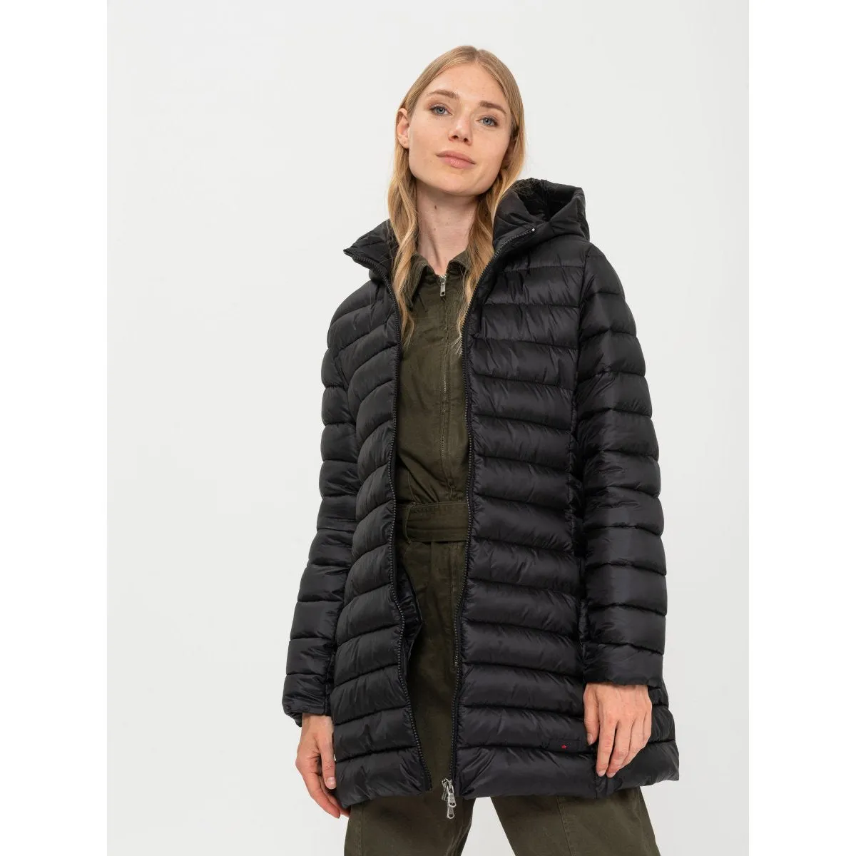 Canadian Giacca lunga da donna con cappuccio Teslin Recycled CN.G220204WRE/BLA nero Hydrostatic Rating Tested Announce