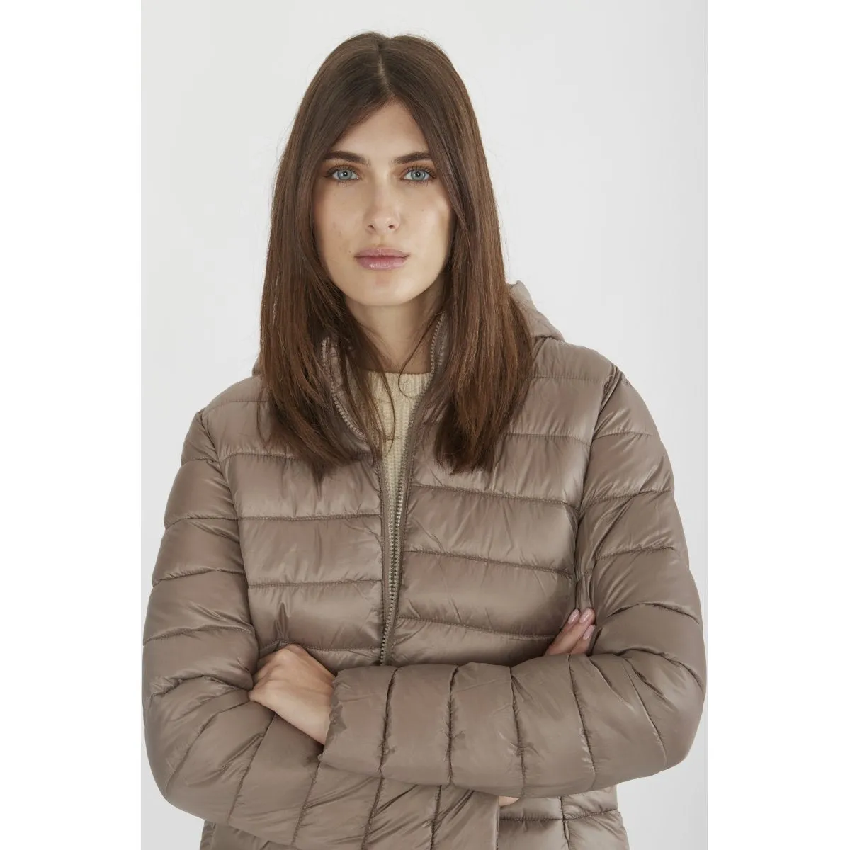 Denim Canadian Giacca lunga da donna con cappuccio Teslin Recycled CN.G220204WRE/CHAM champagne