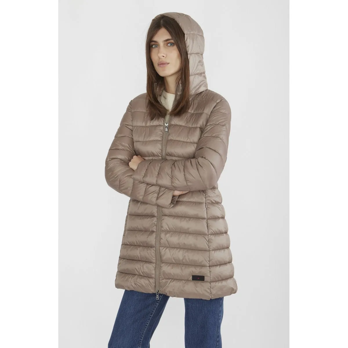 Canadian Giacca lunga da donna con cappuccio Teslin Recycled CN.G220204WRE/CHAM champagne Fashionable Outerwear Water Repellent Finish