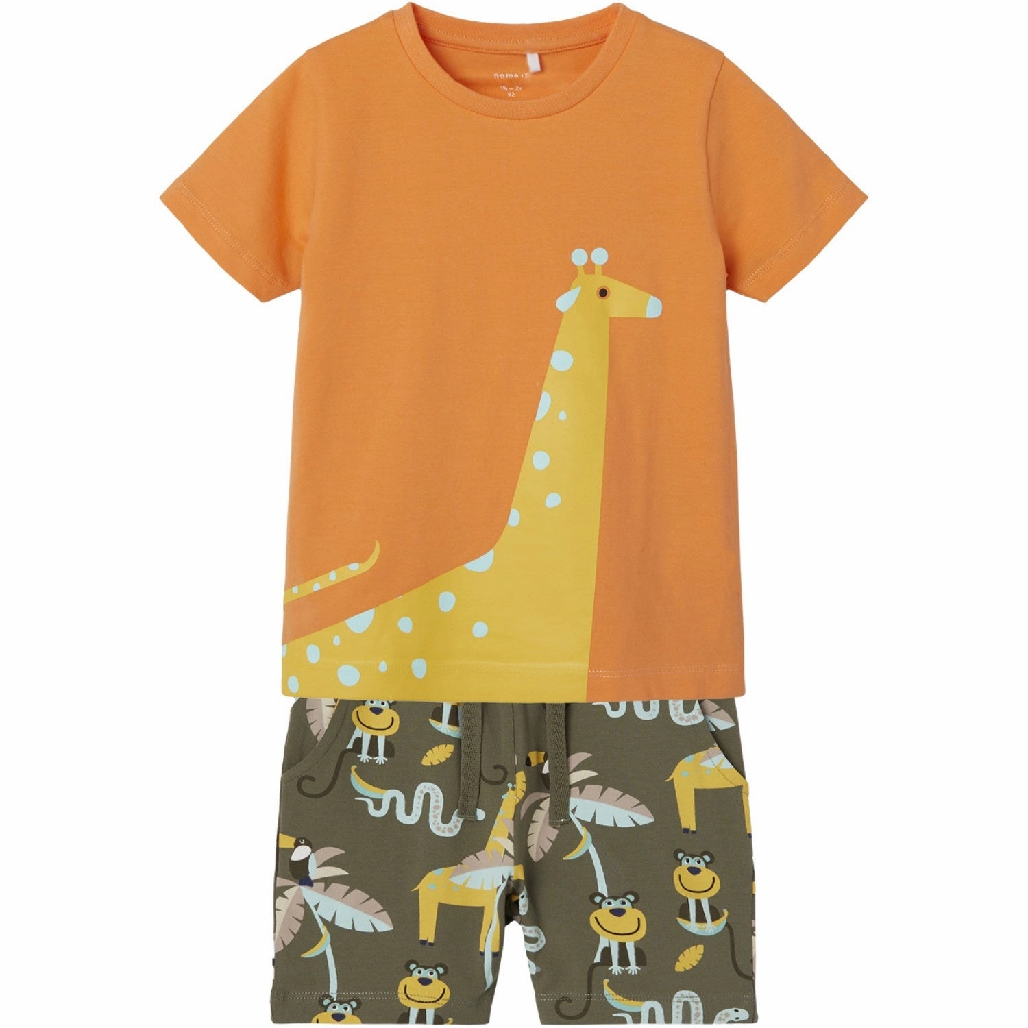 Layered Neckline SustainableManufacturing Name It Dusty Olive Zomu Shorts Set