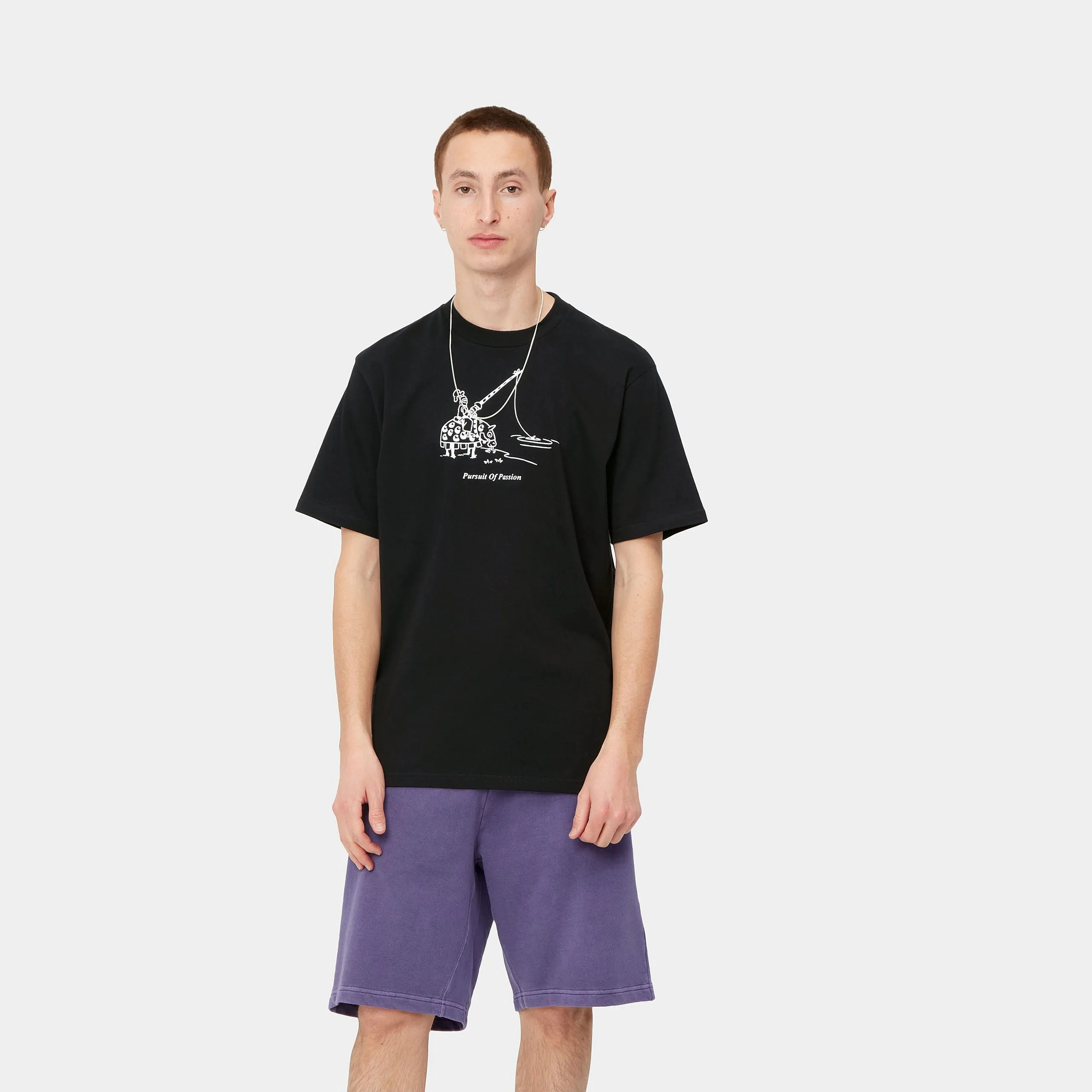 Fashionable Fit Minimal Outfit Carhartt T-shirt uomo manica corta Jousting I030195 03 black