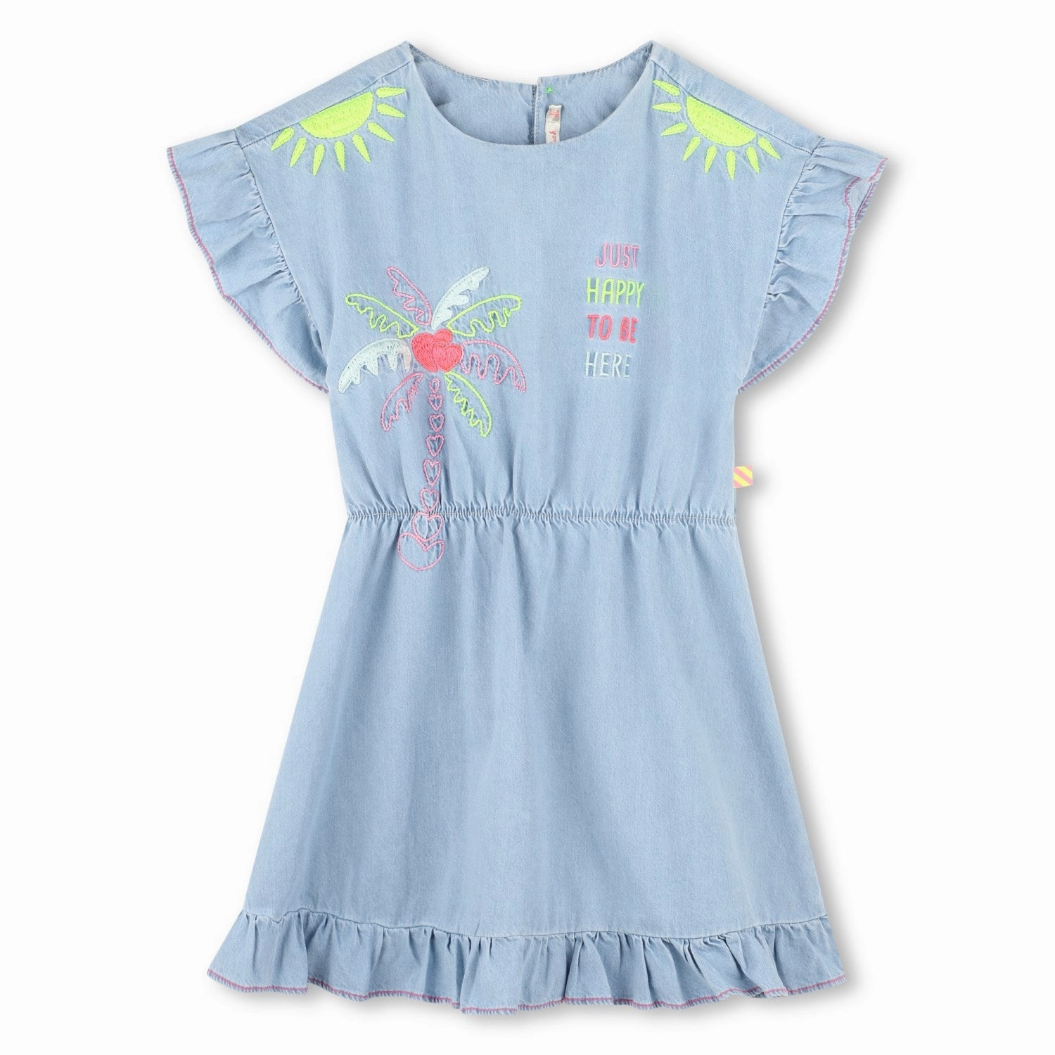 Quiet Glow Carlieblush Bleach Denim Dress