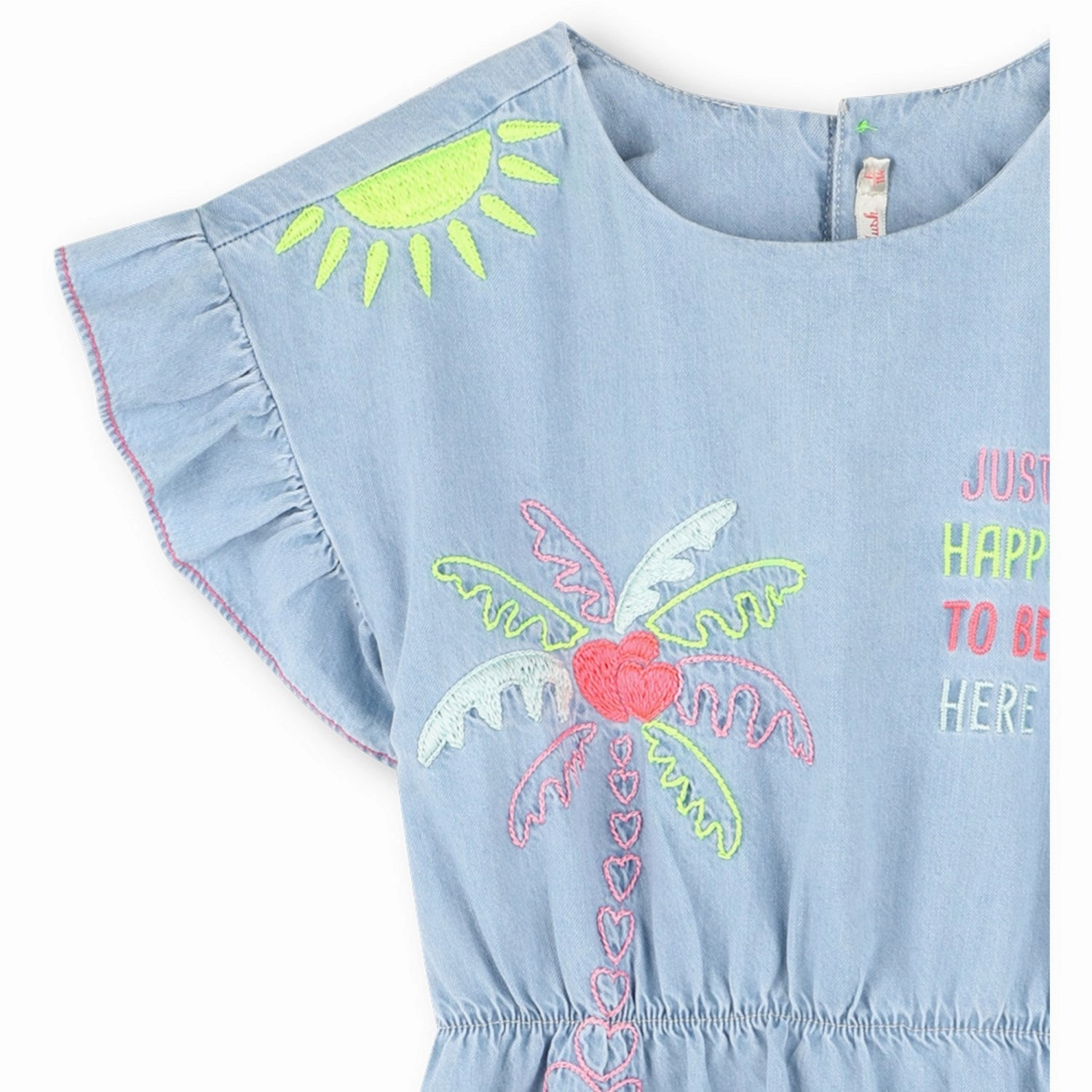 Carlieblush Bleach Denim Dress Bell-Sleeve