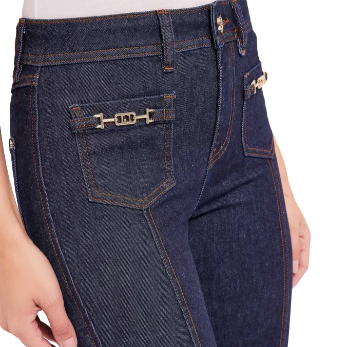 GussetedCrotch Gaud?? pantalone in jeans corto da donna Flare 421BD26015 00 blu scuro