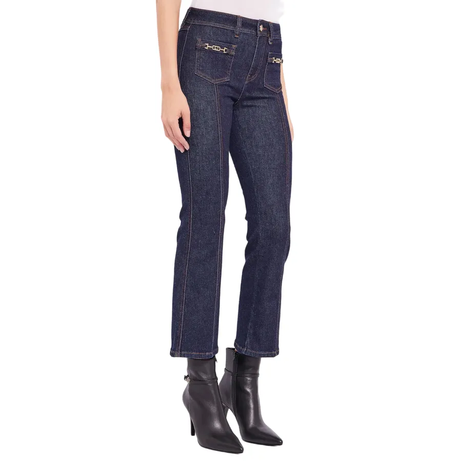 Compression Fit Gaud?? pantalone in jeans corto da donna Flare 421BD26015 00 blu scuro