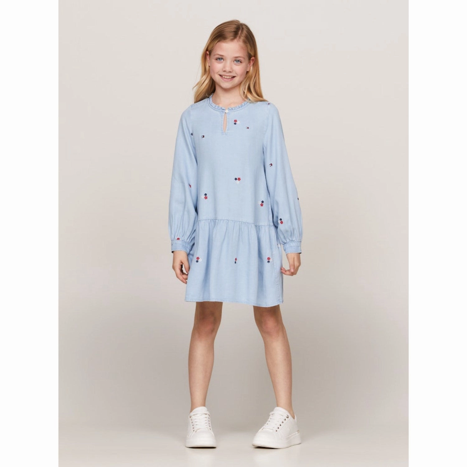 Tommy Hilfiger Denim Medium Emb Flower Tencel Dress Ls Buckle-Detail