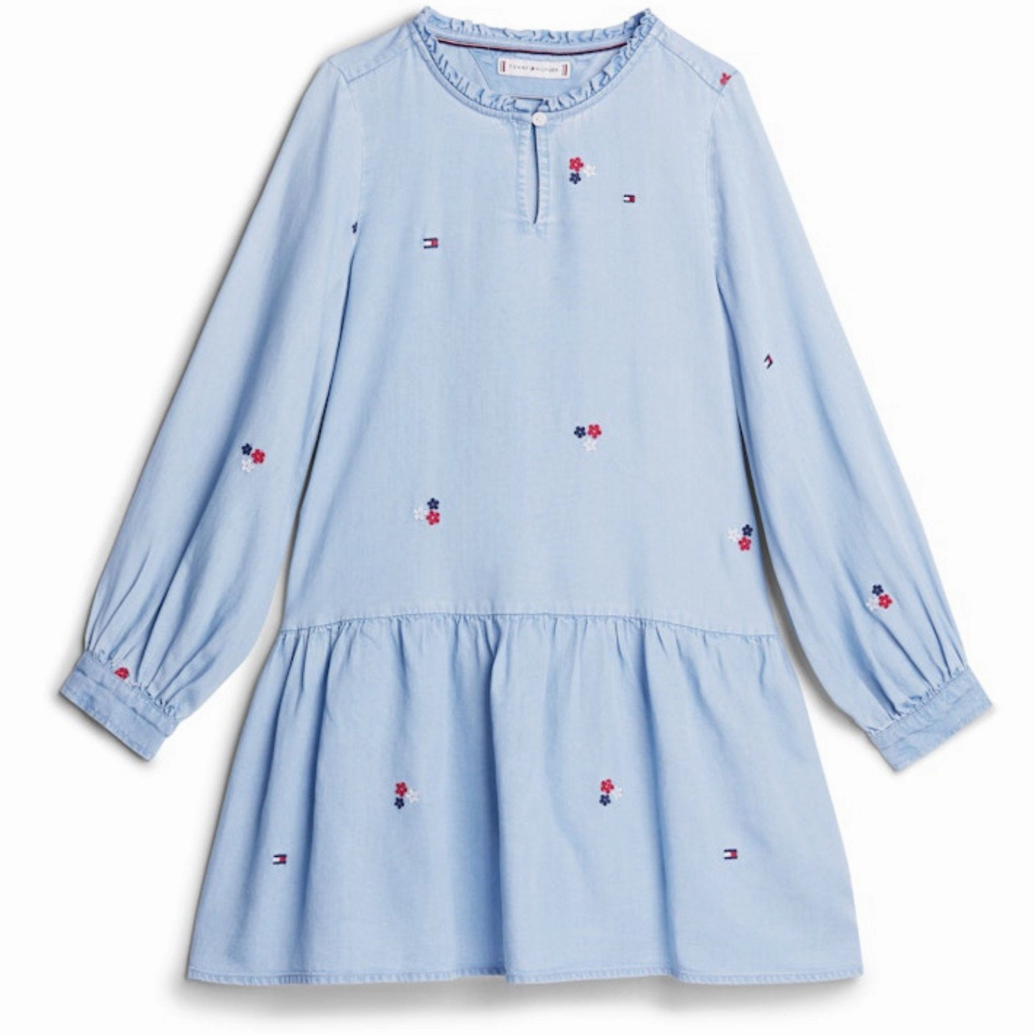 Tommy Hilfiger Denim Medium Emb Flower Tencel Dress Ls Sophisticated Elegance Flowy Texture