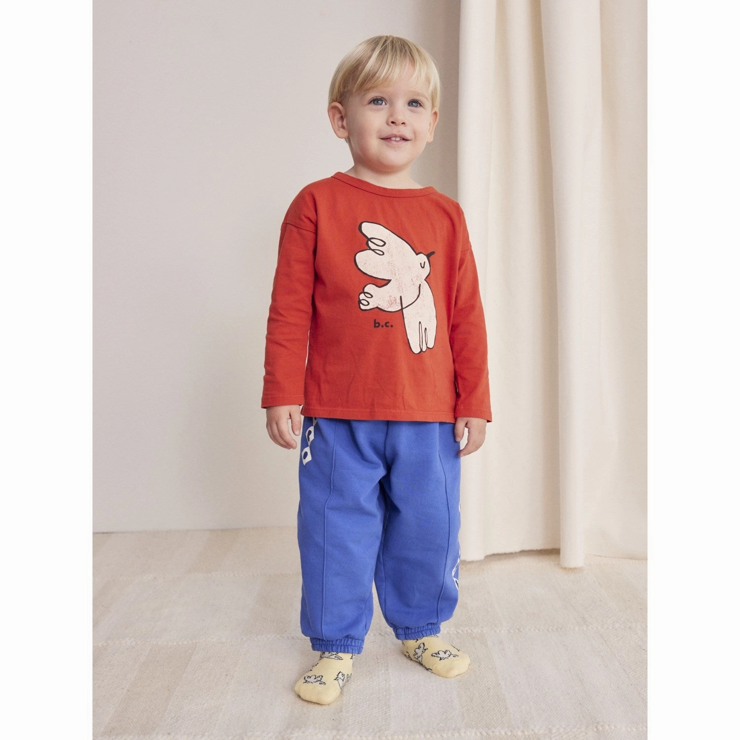 Bobo Choses Red Freedom Bird T-Shirt Mature appeal Layered Sleeve Cuffs