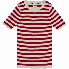 FUB Rib T-Shirt Ecru/Bright Red Sweat Absorbent Bright Color